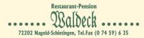 Logo Restaurant Pension Waldeck
