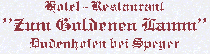 Logo Hotel Restaurant Zum Goldenen Lamm 