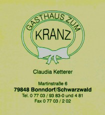 Logo Gasthaus Zum Kranz Bonndorf