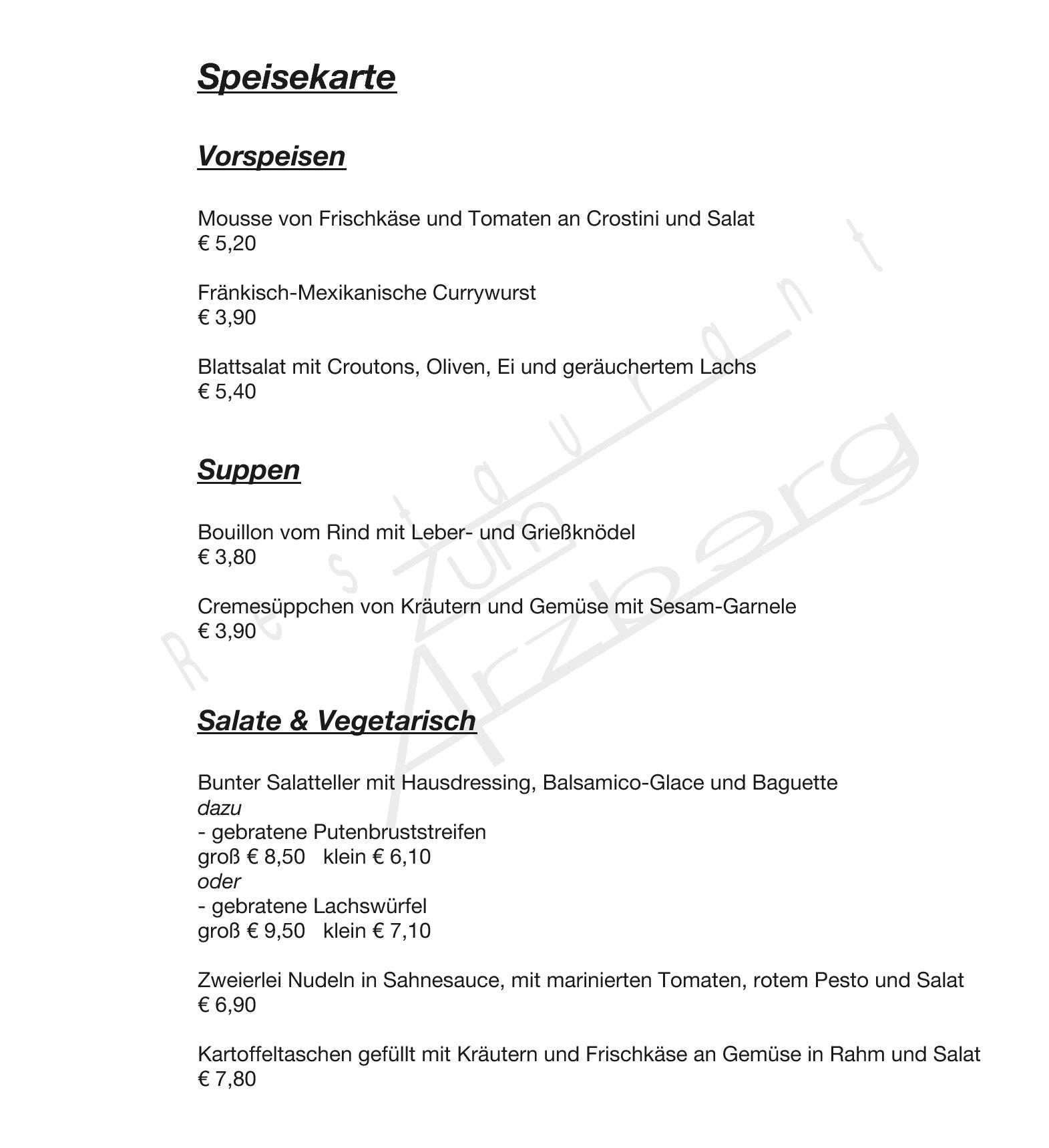 Speisekarte