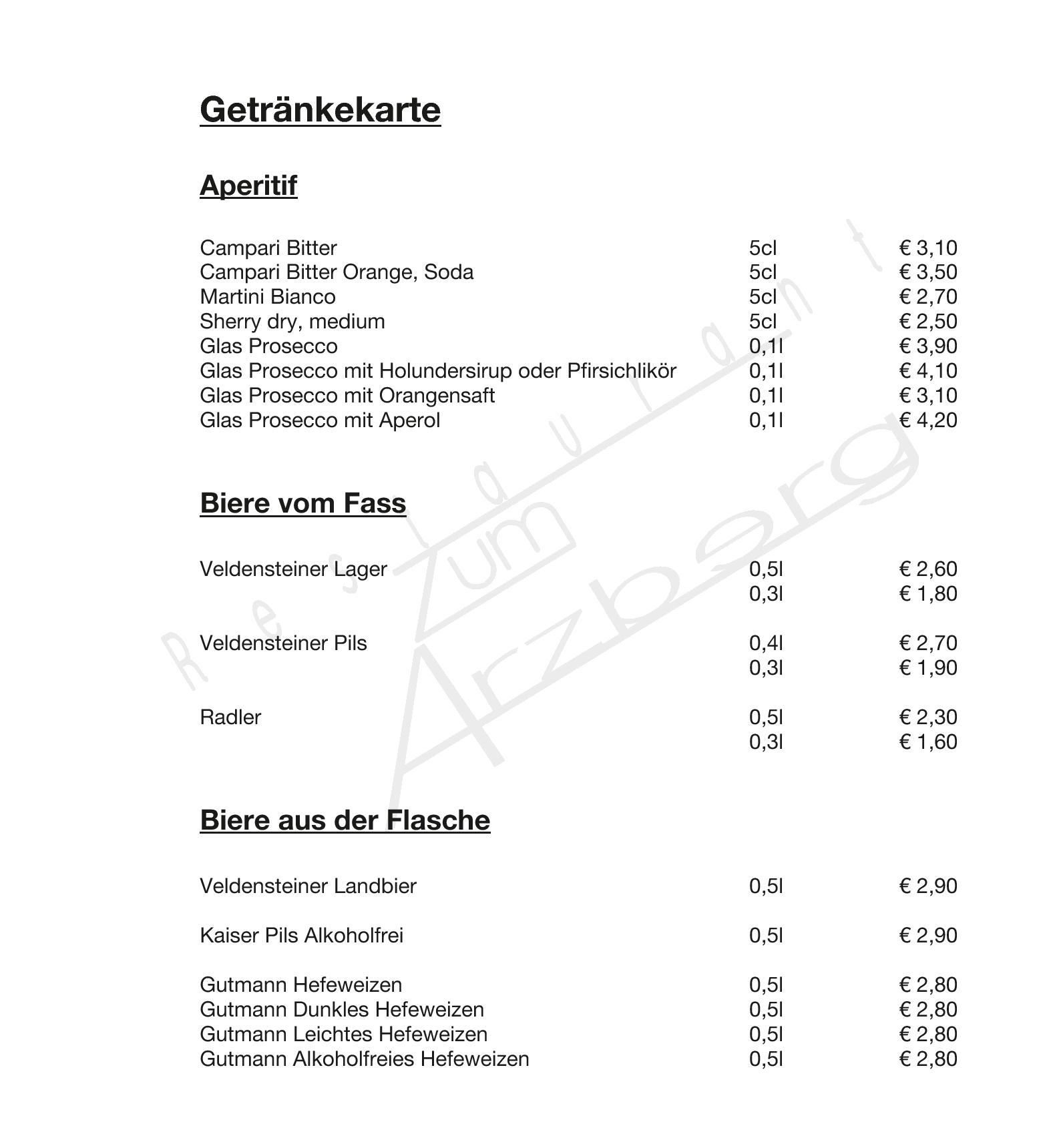Speisekarte
