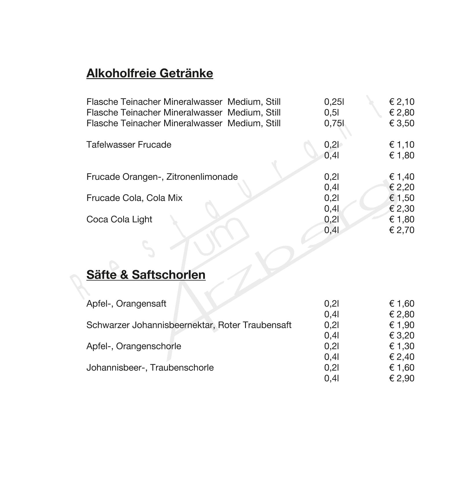 Speisekarte