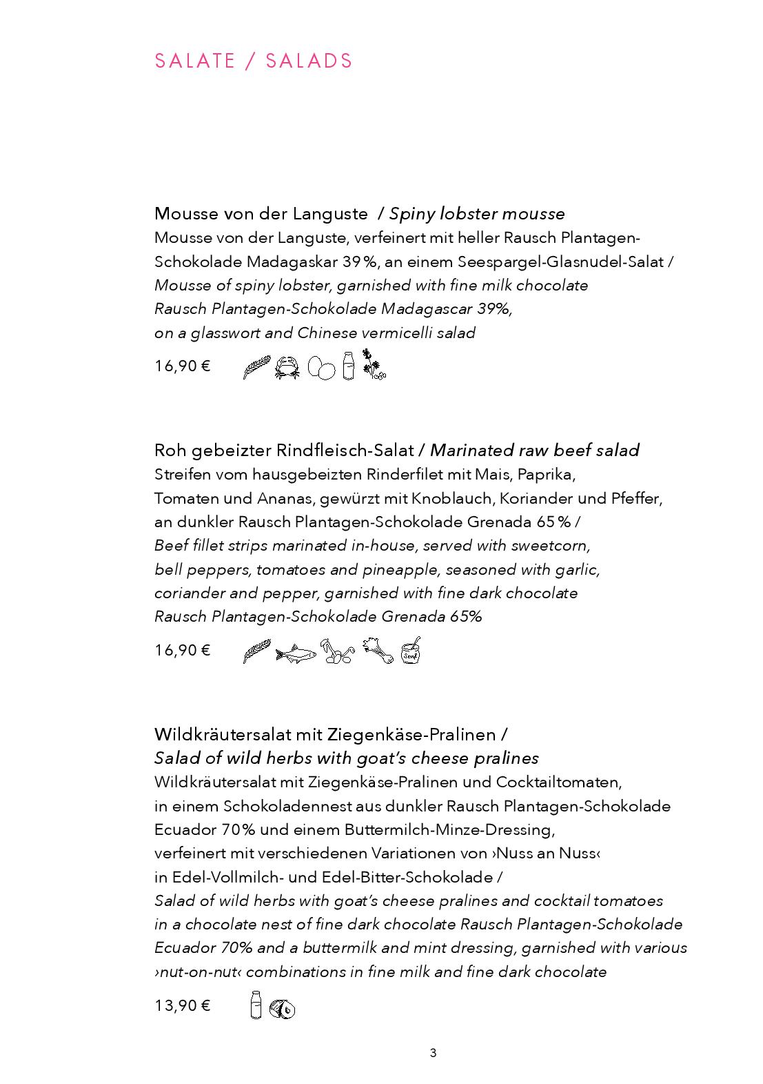 Speisekarte Rausch Schokoladenhaus Berlin