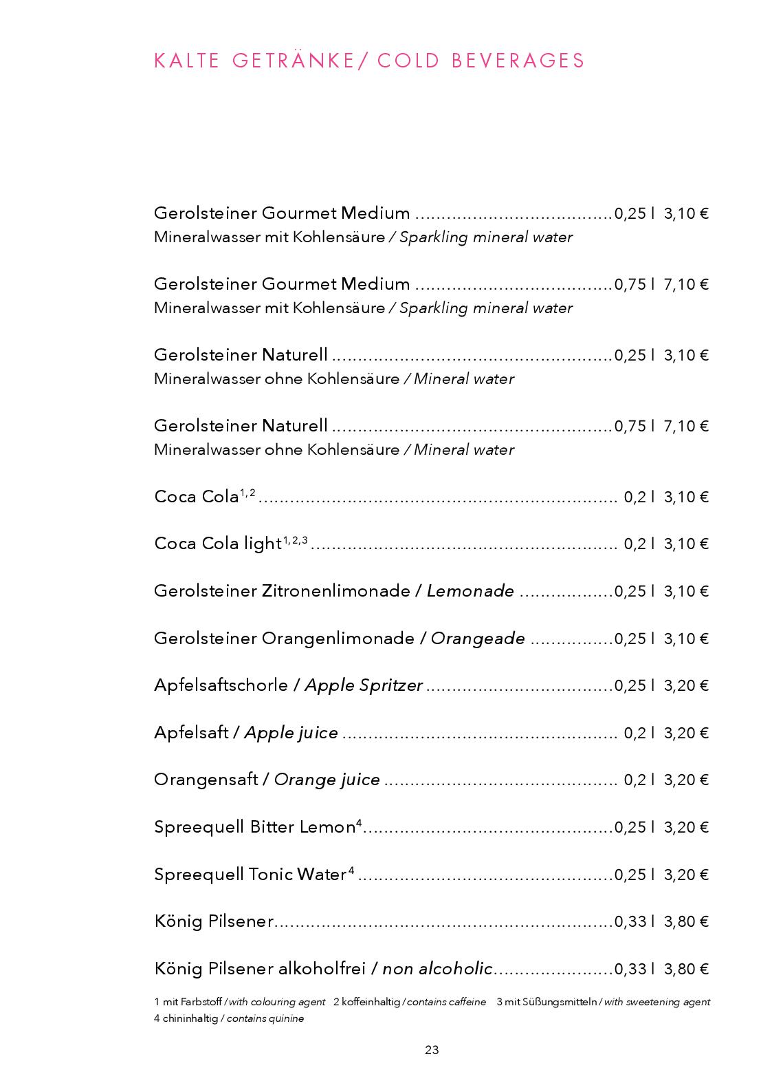 Speisekarte Rausch Schokoladenhaus Berlin
