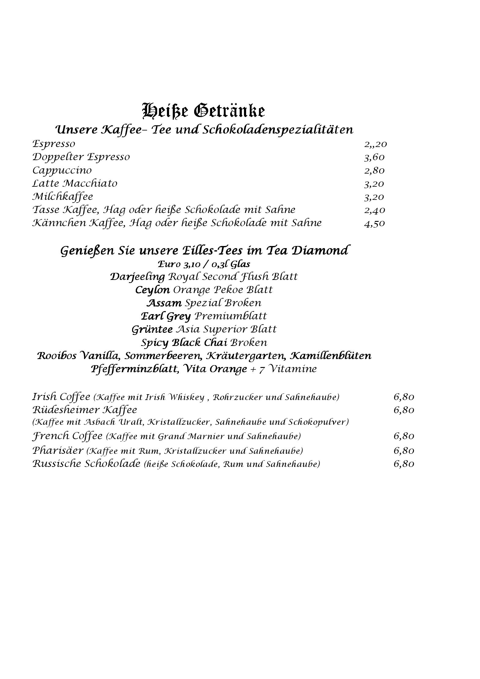 Speisekarte