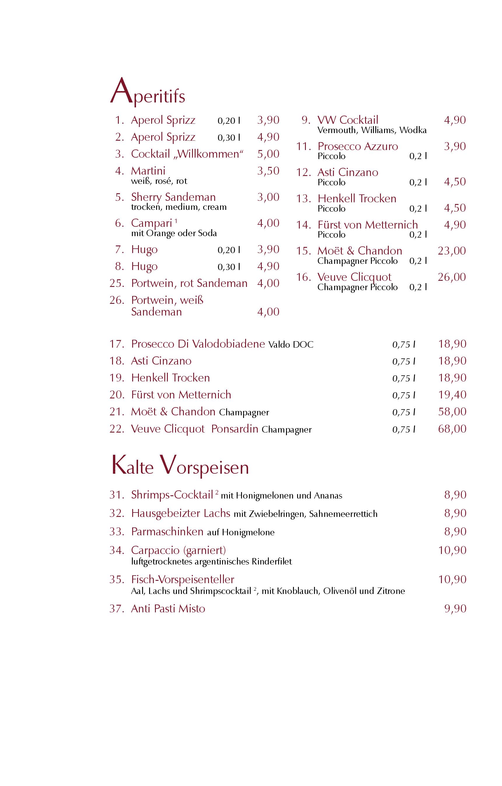 Speisekarte