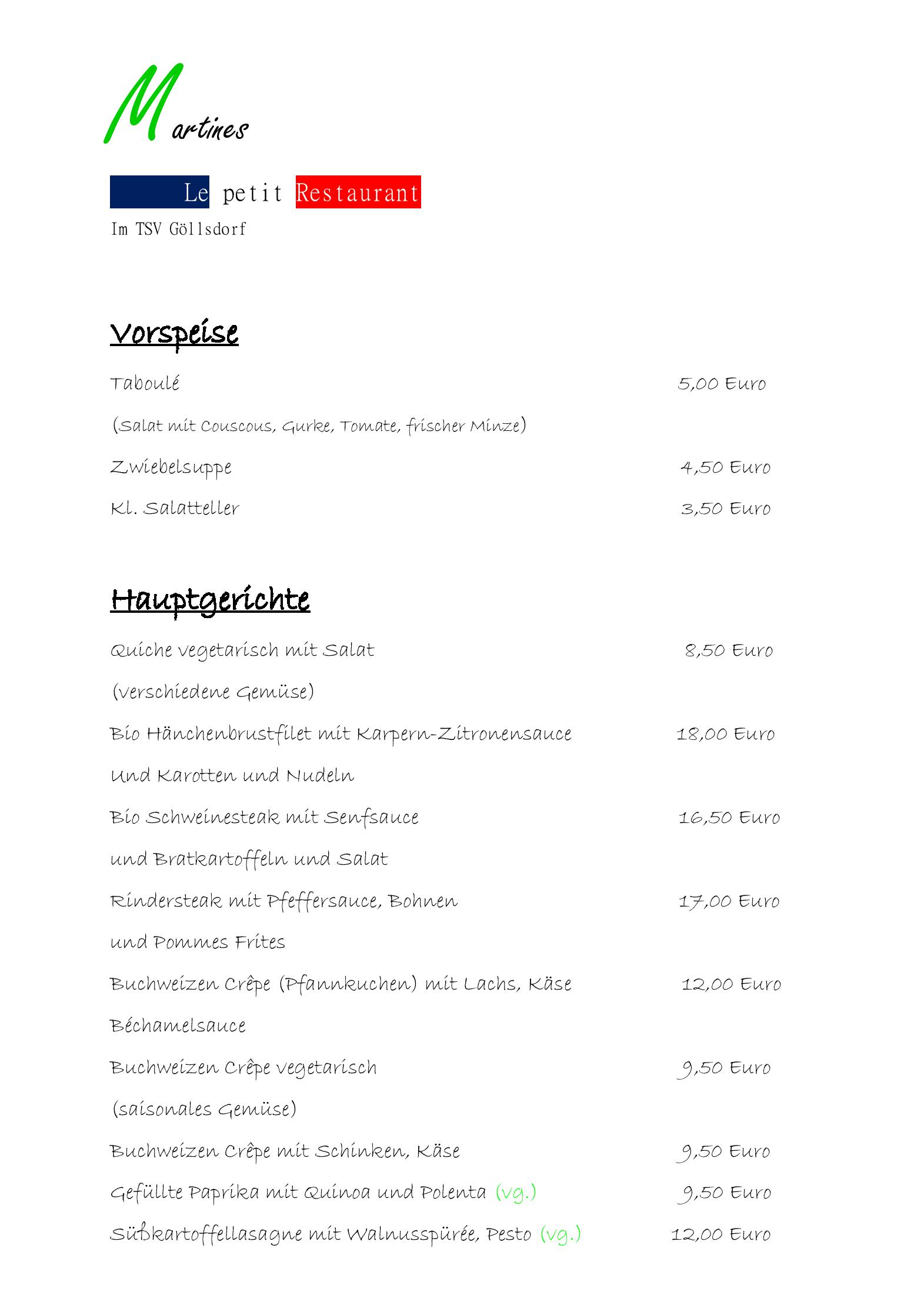 Speisekarte