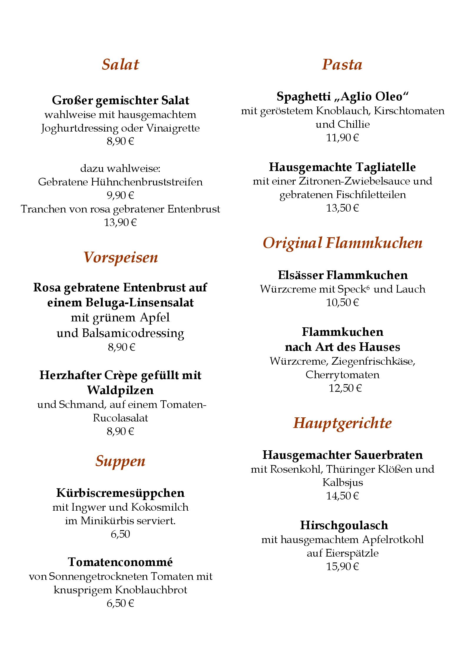 Speisekarte