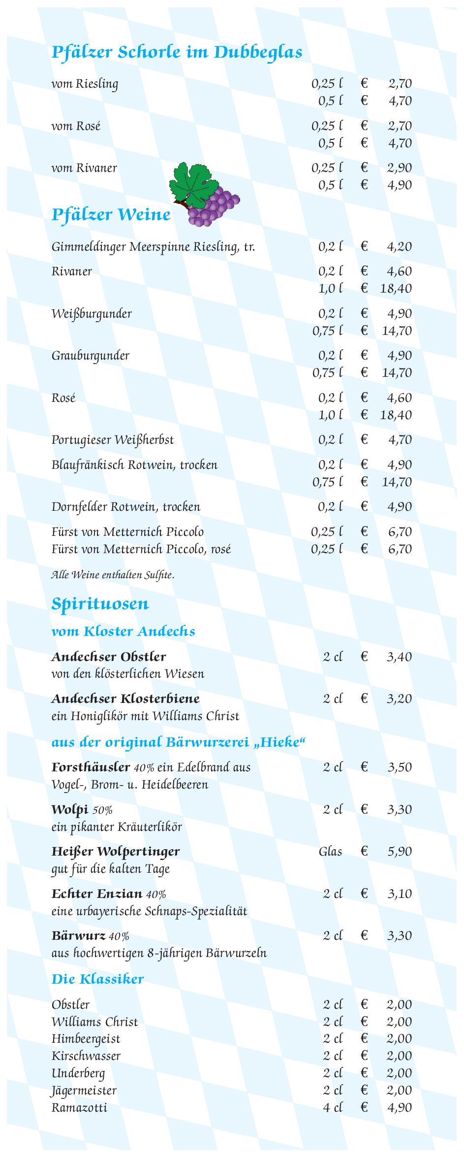 Speisekarte