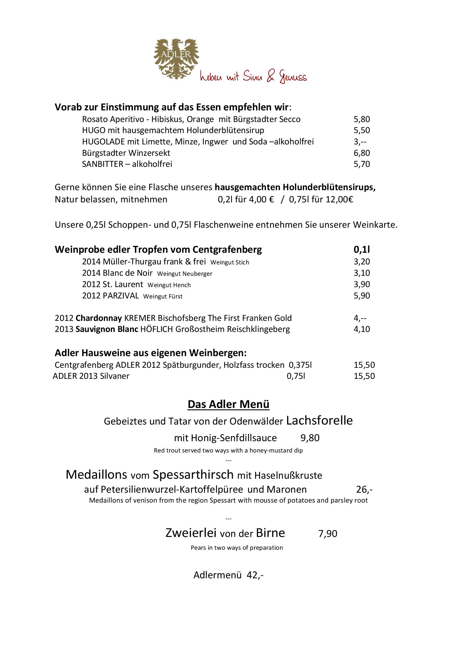 Speisekarte