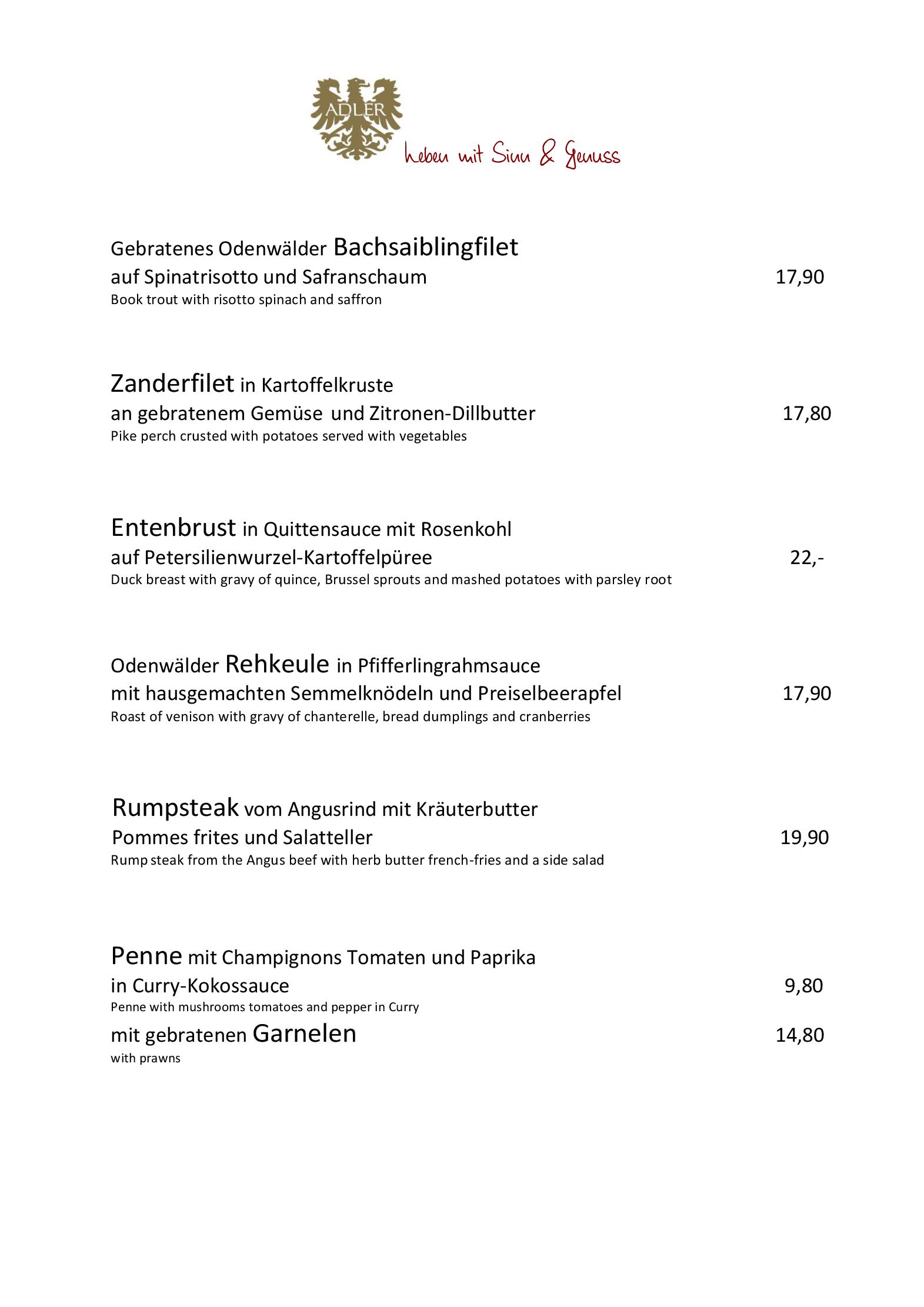 Speisekarte
