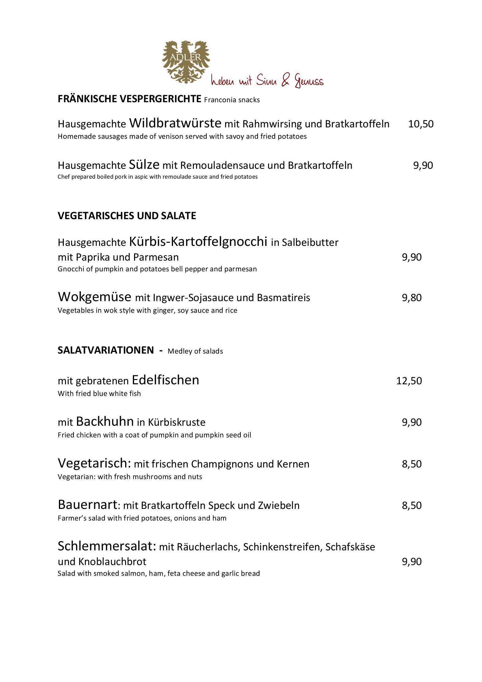 Speisekarte