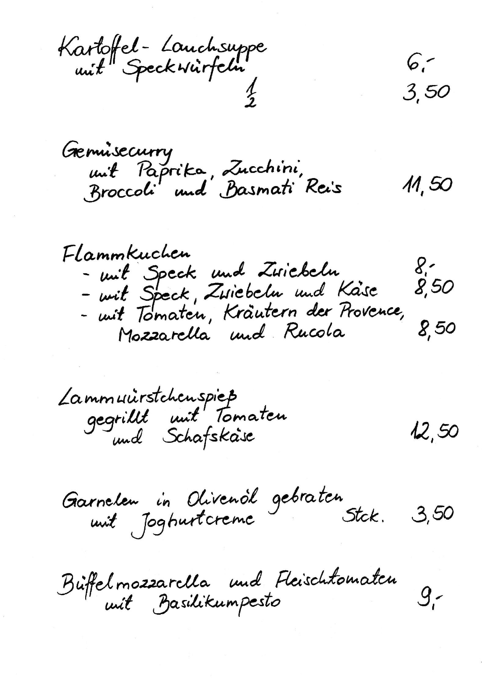 Speisekarte