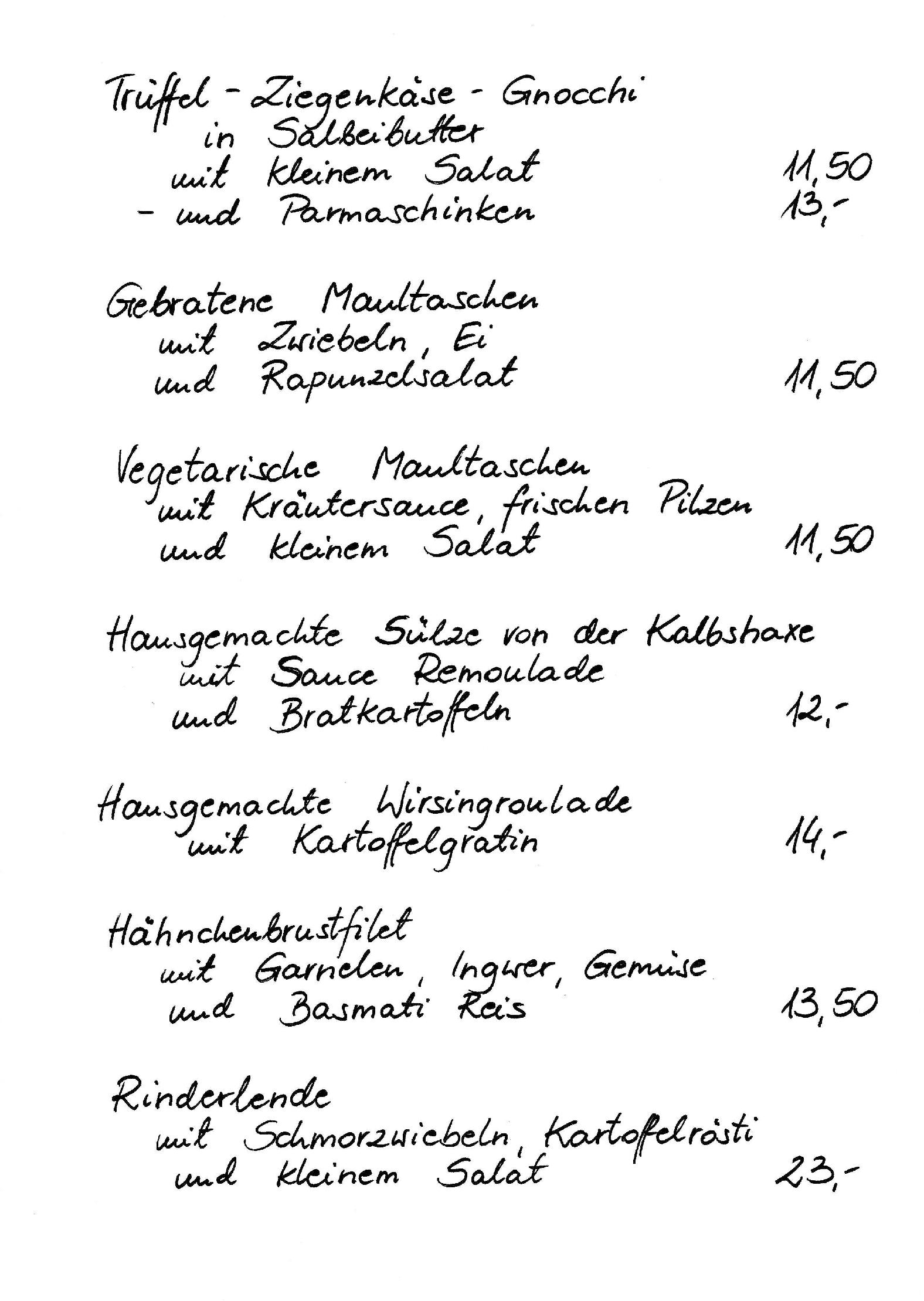 Speisekarte