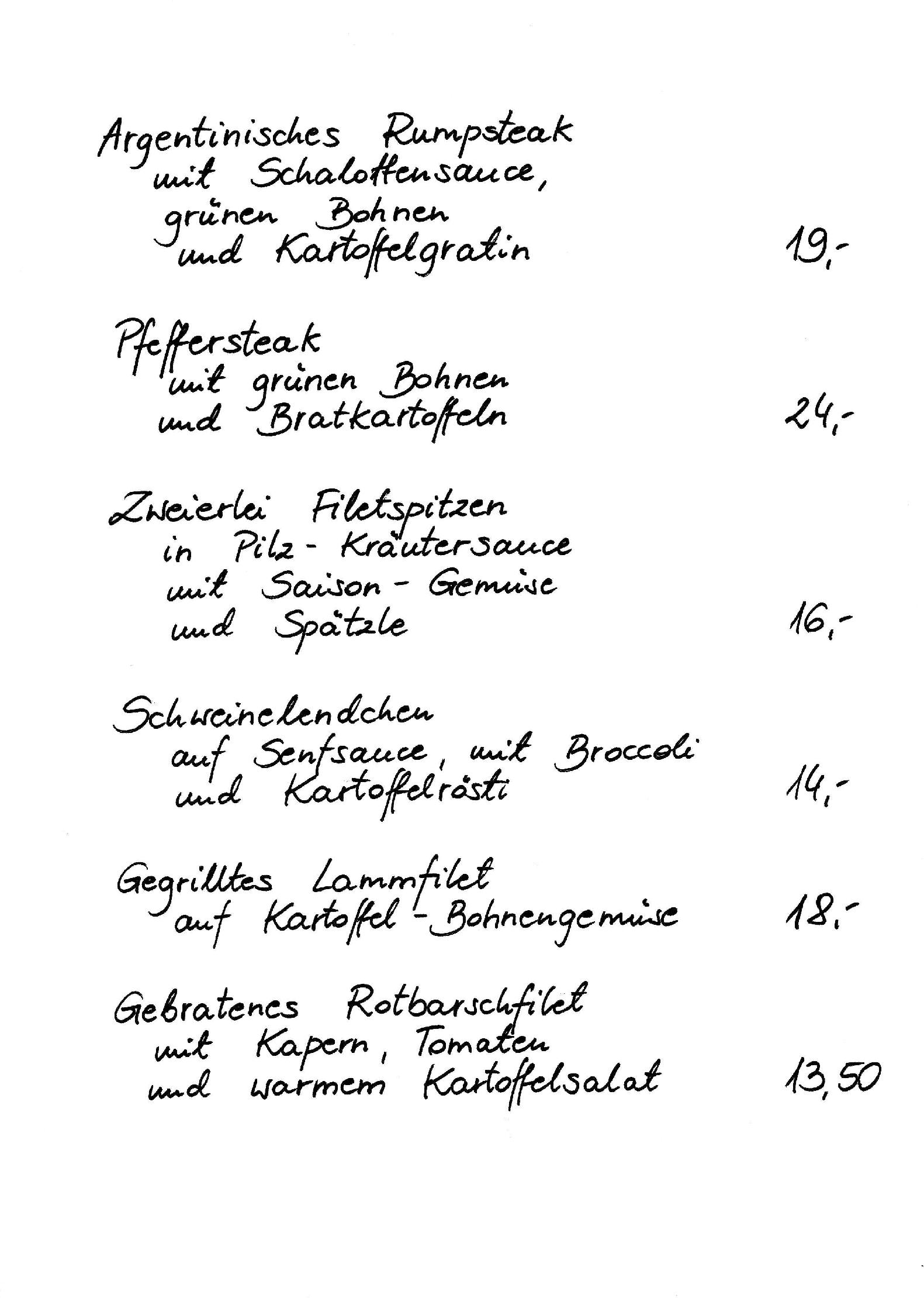 Speisekarte