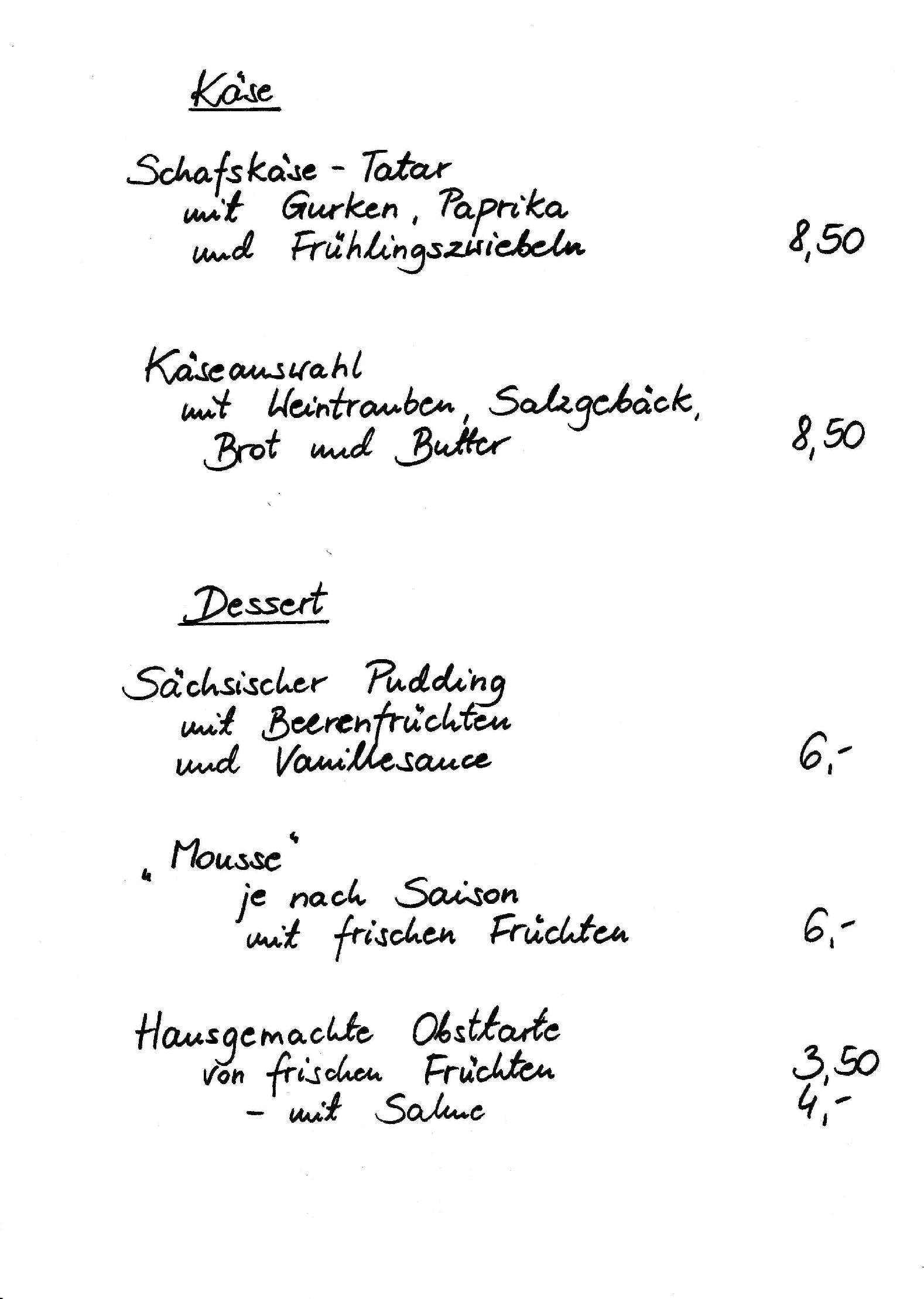 Speisekarte