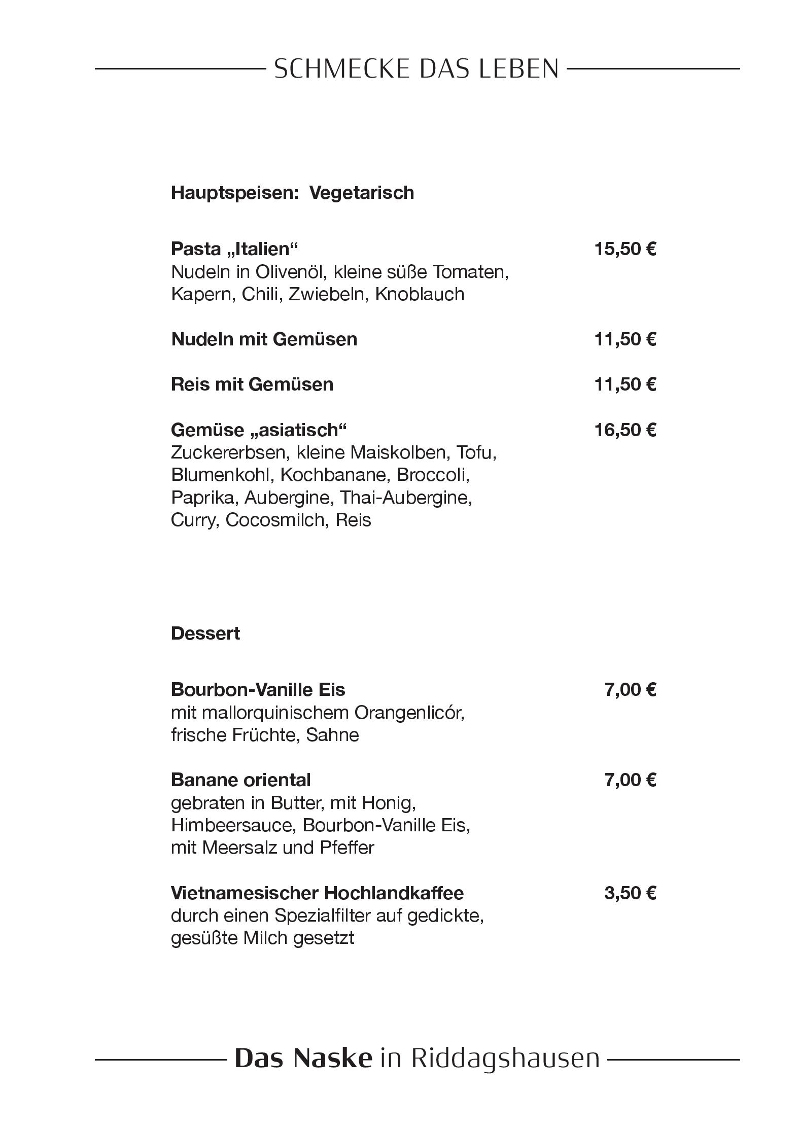 Speisekarte