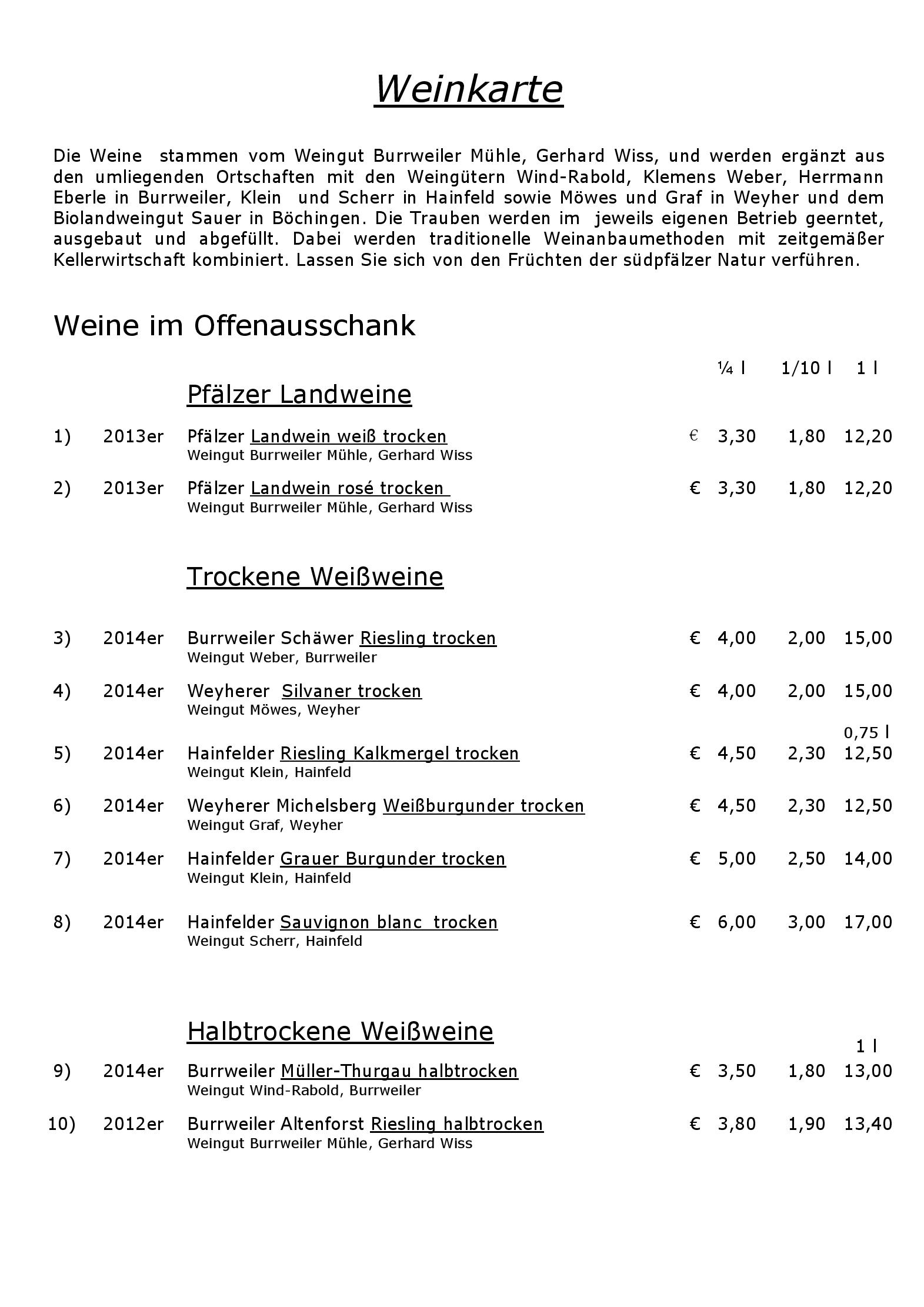 Speisekarte
