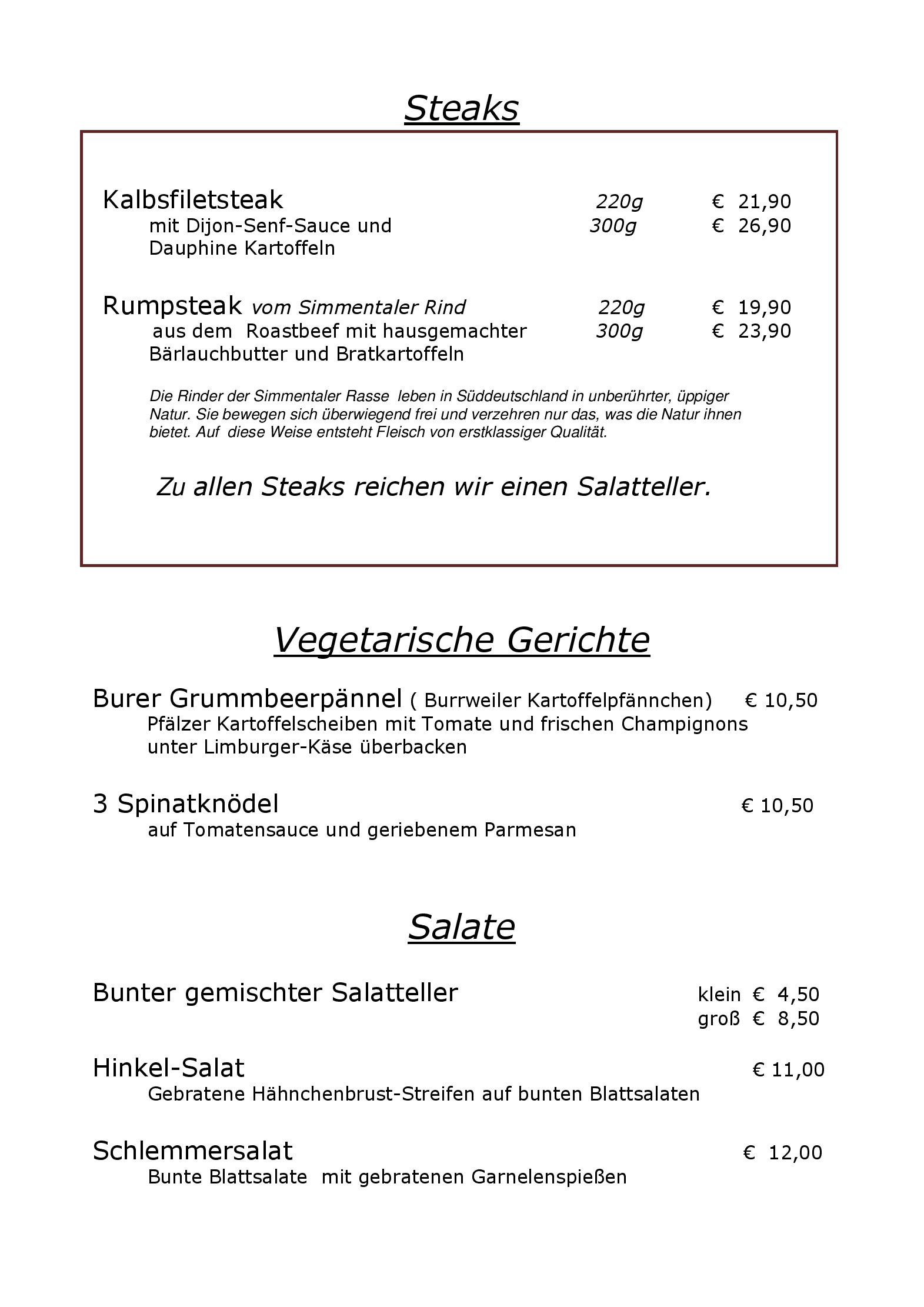 Speisekarte