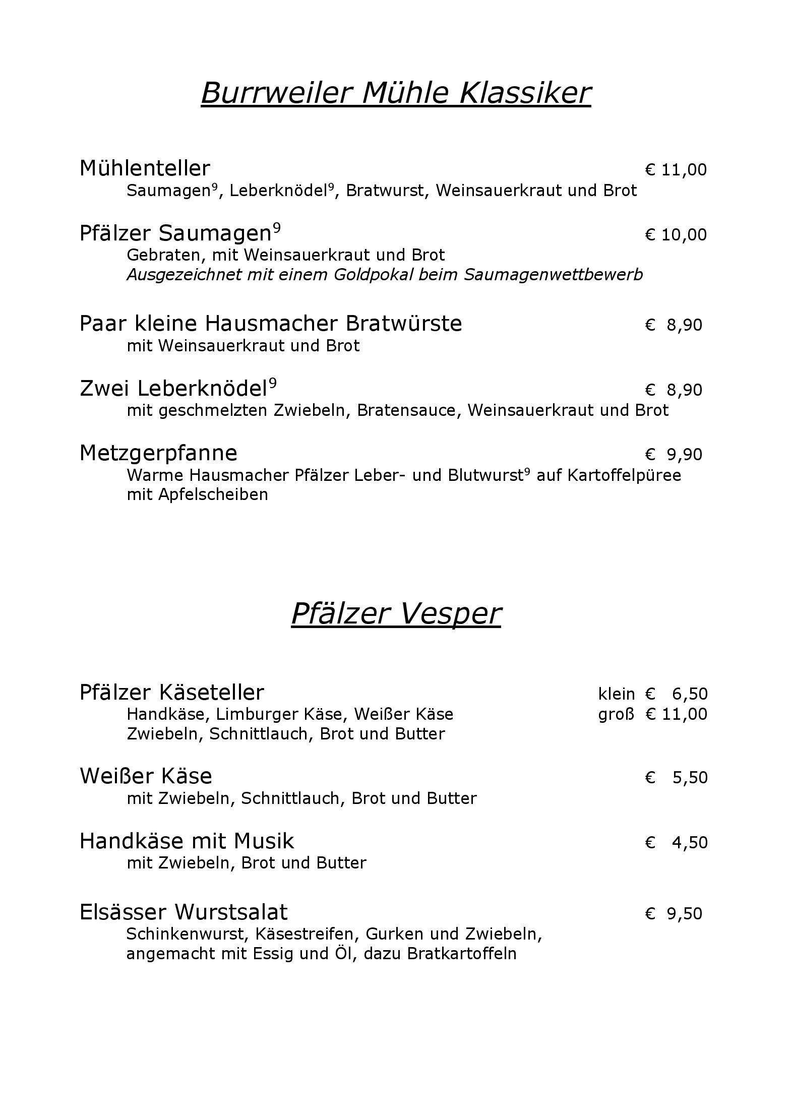 Speisekarte