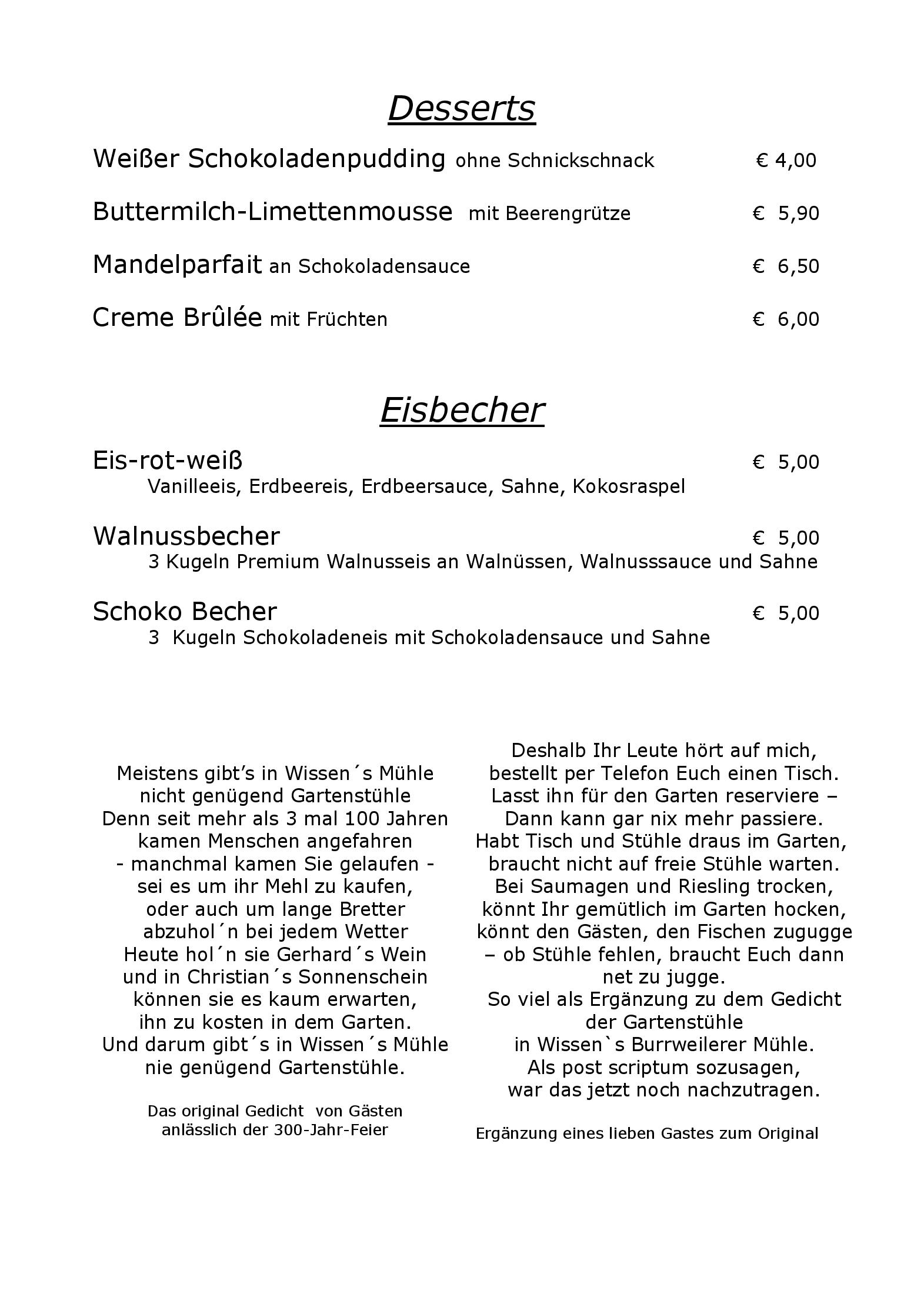 Speisekarte