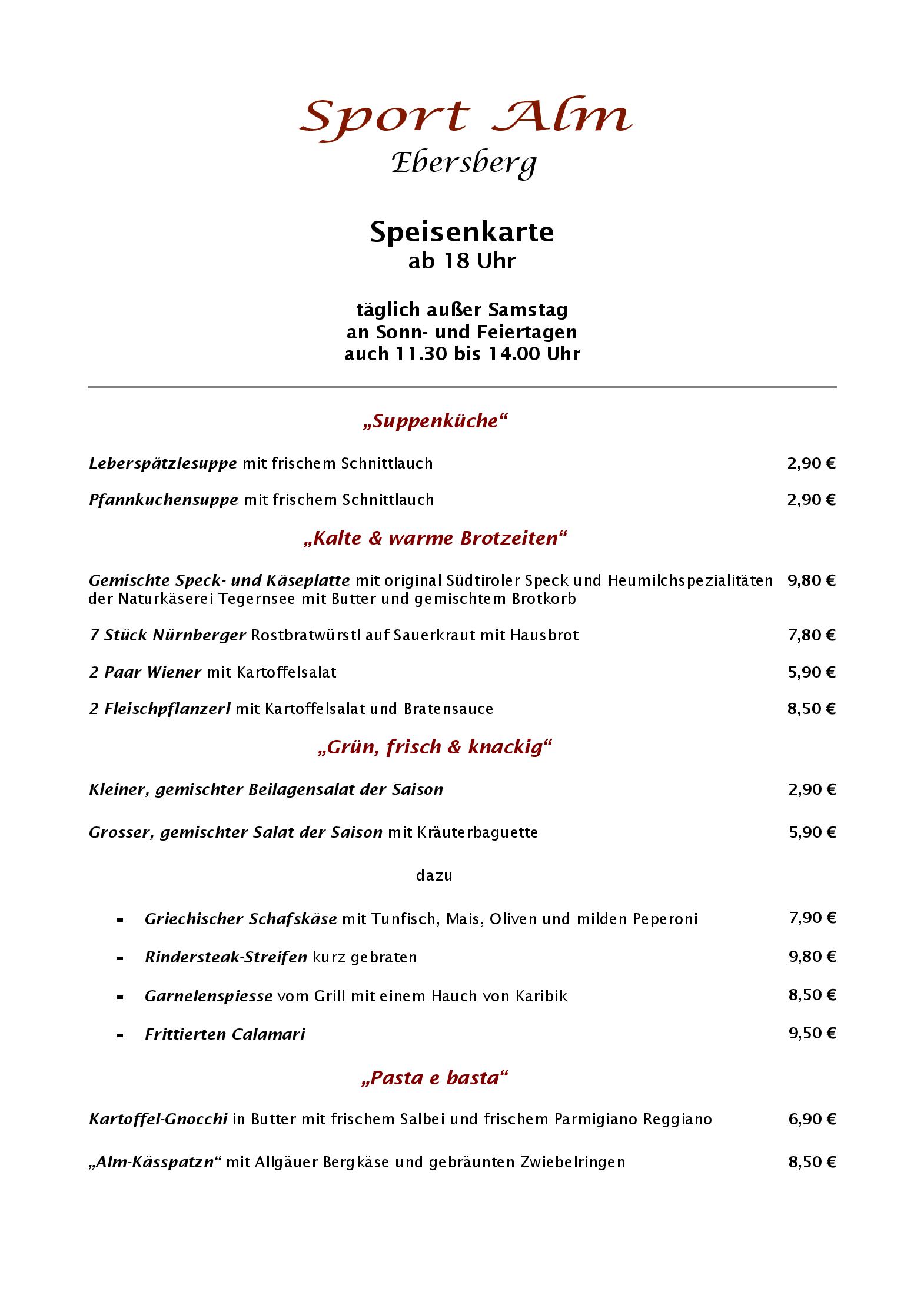 Speisekarte