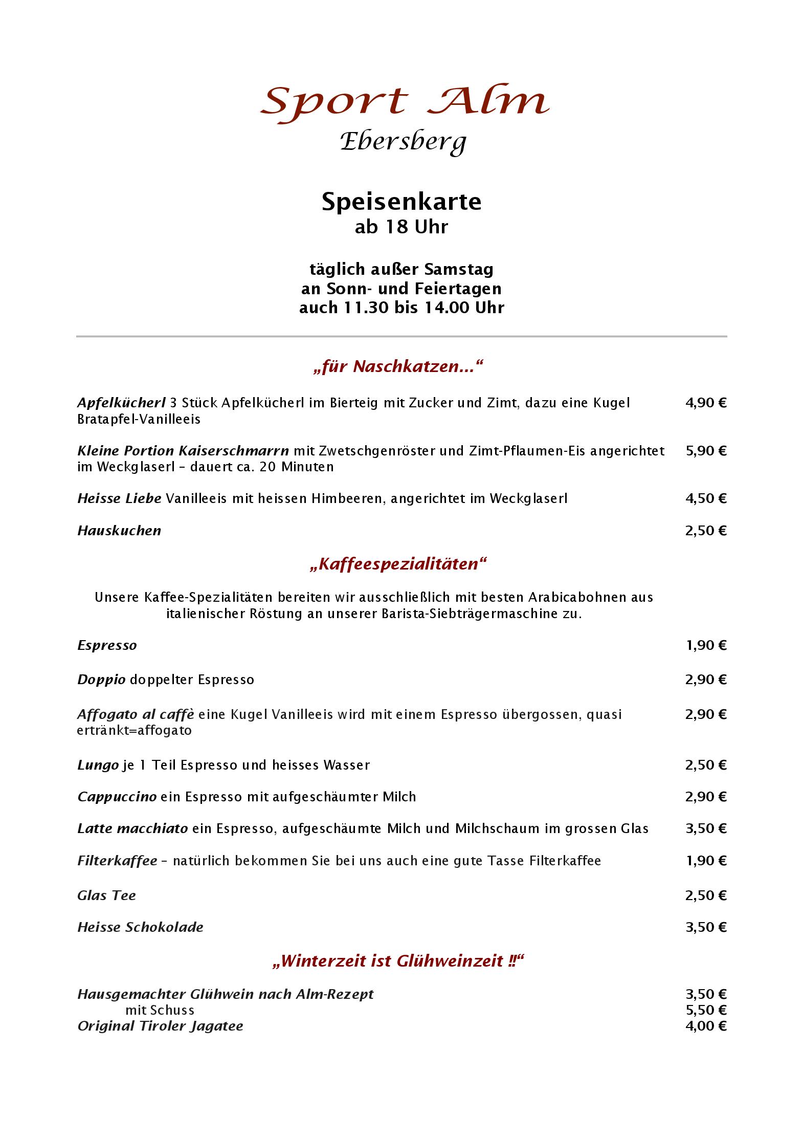 Speisekarte