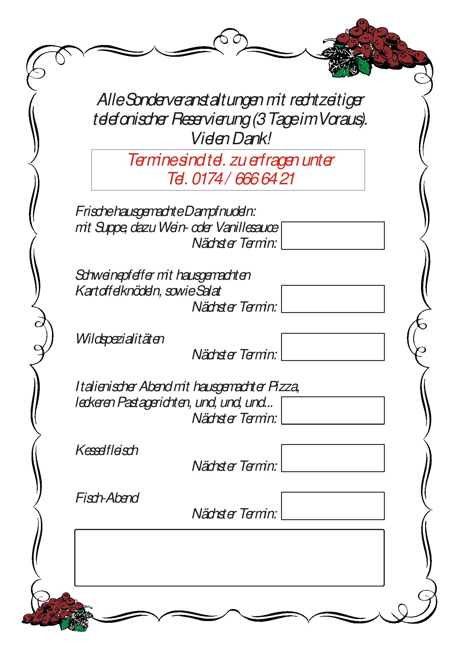 Speisekarte