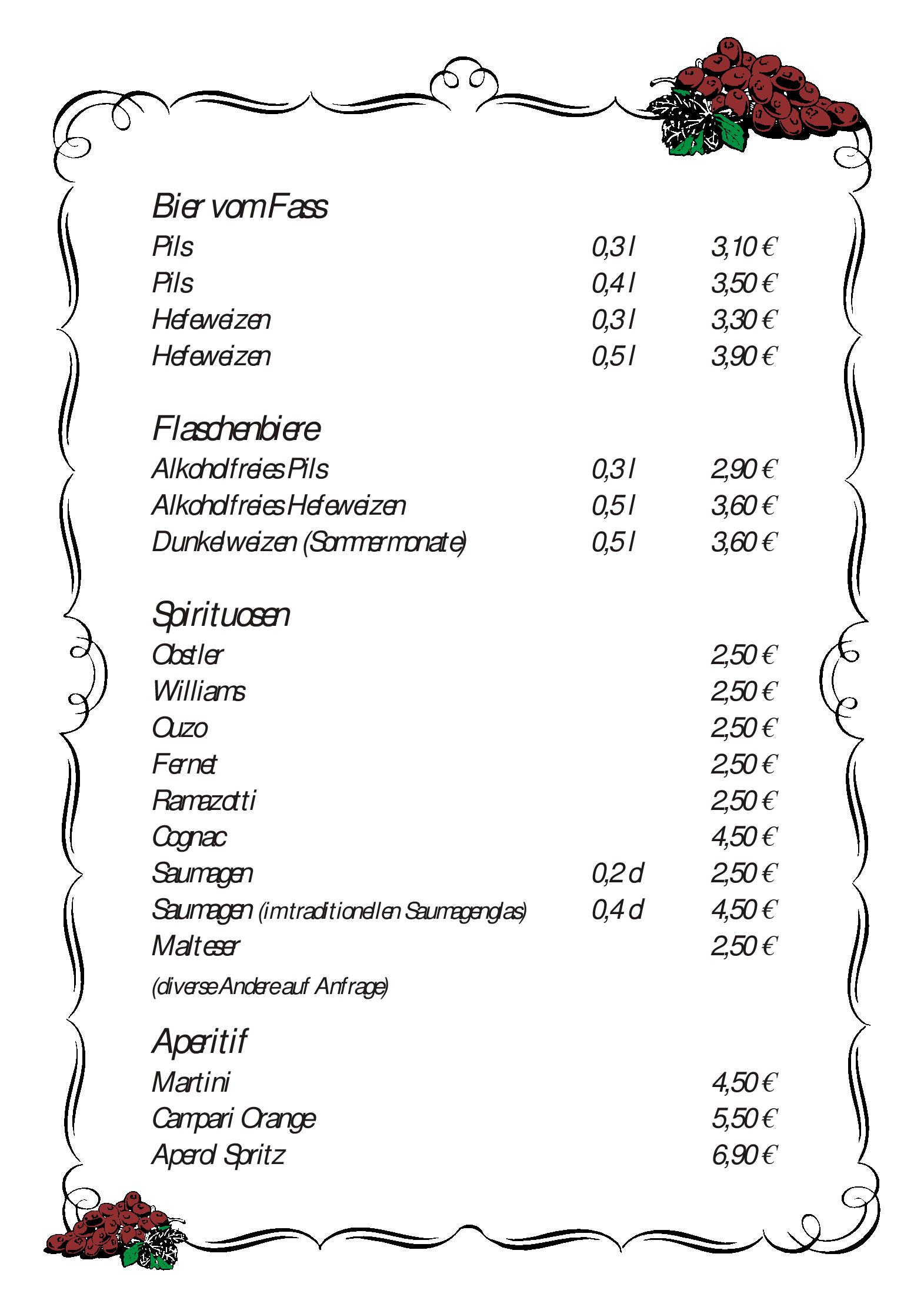 Speisekarte