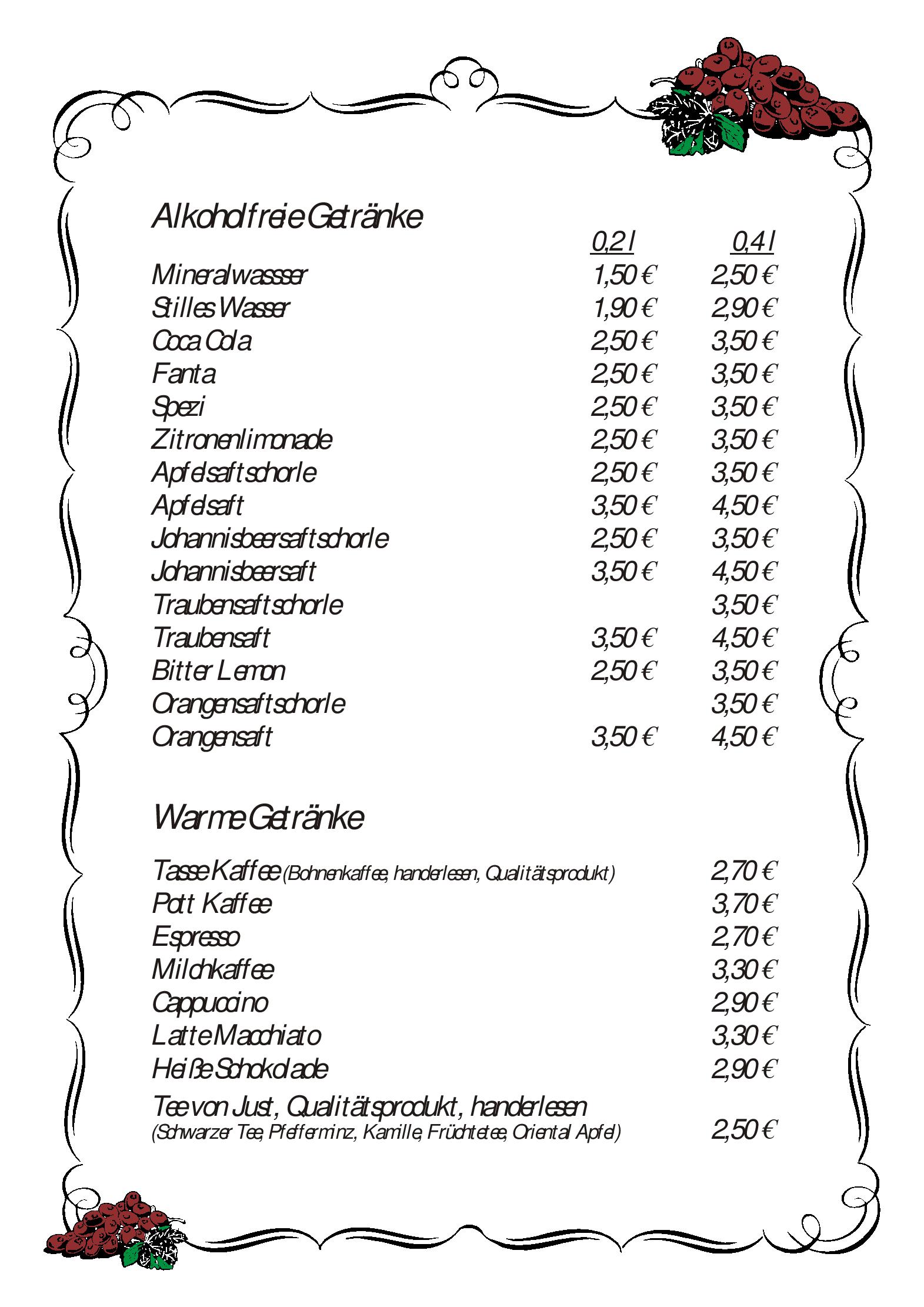 Speisekarte