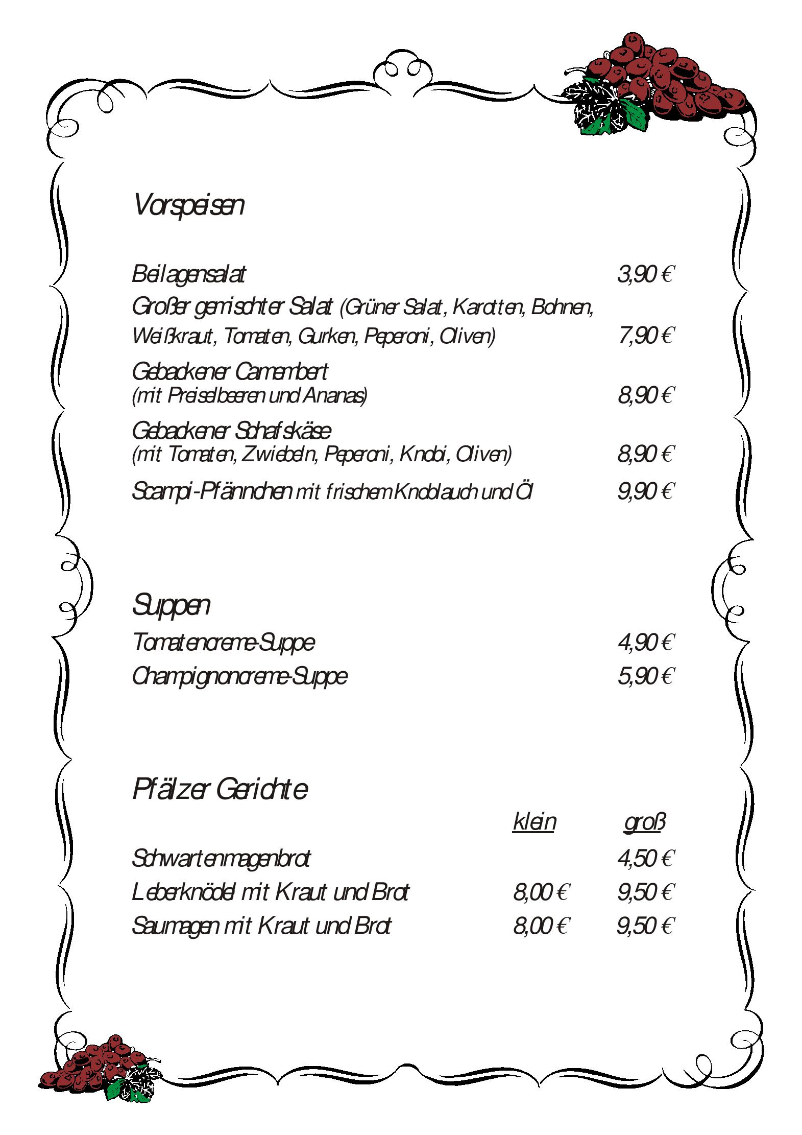 Speisekarte