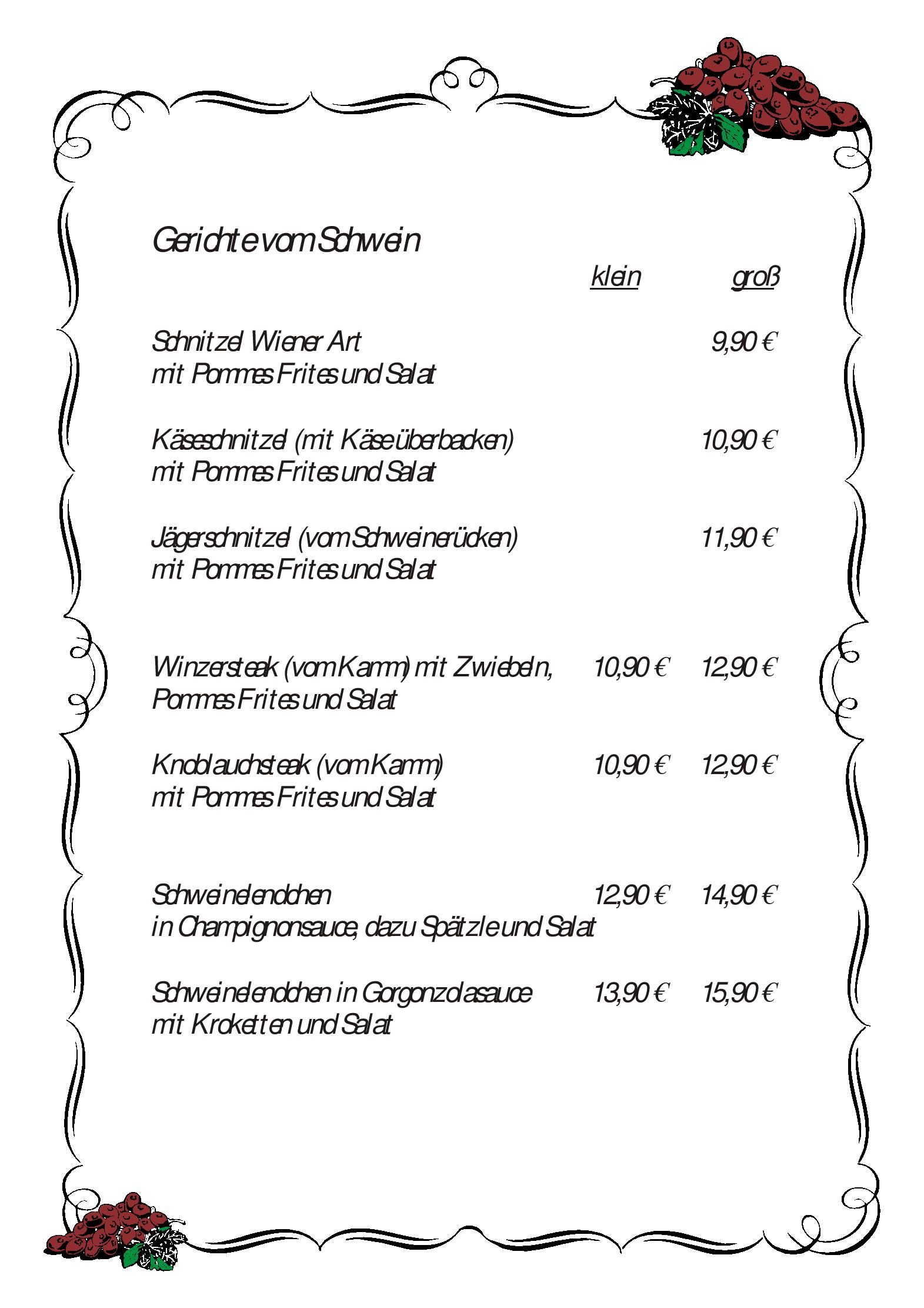 Speisekarte