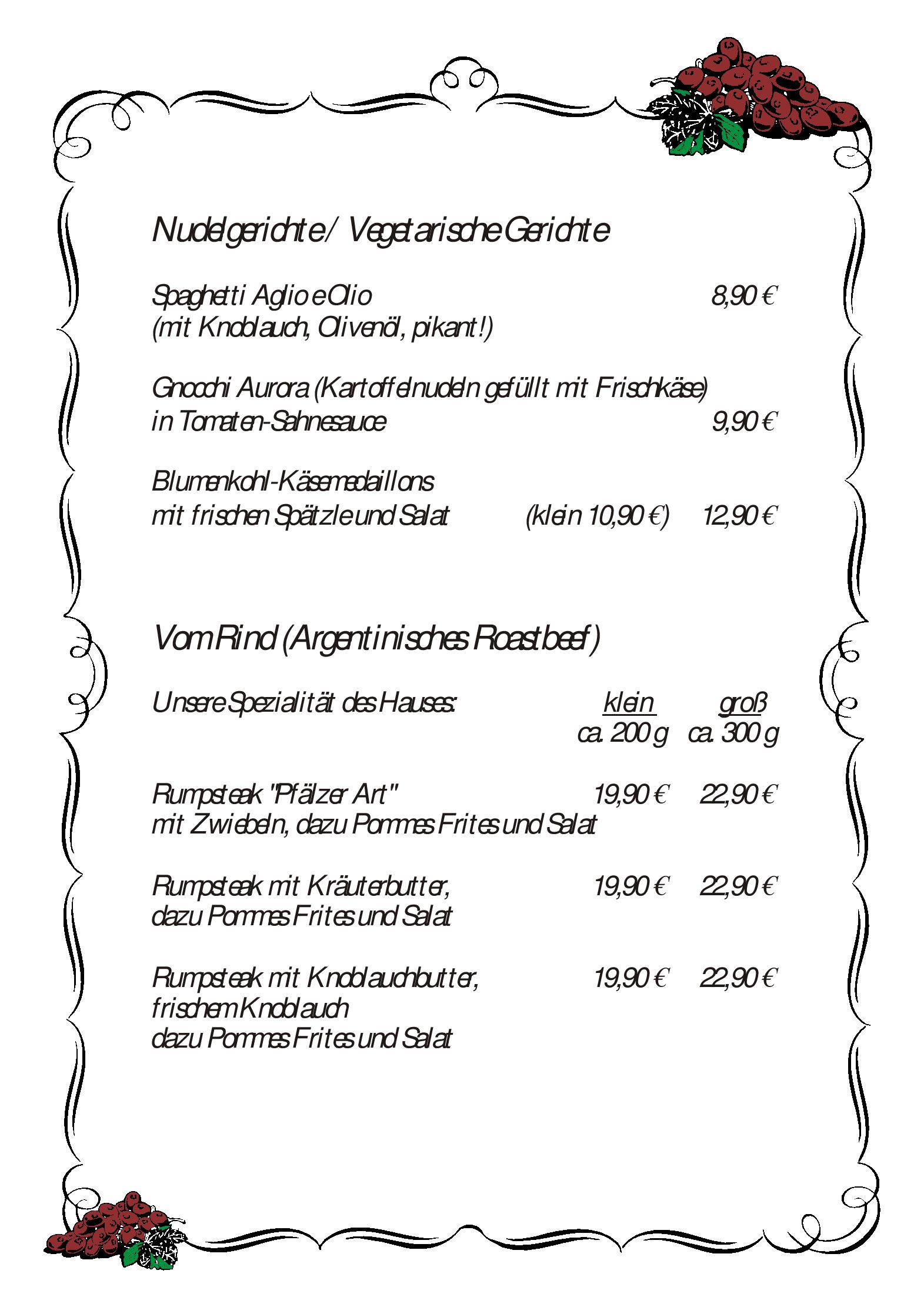 Speisekarte