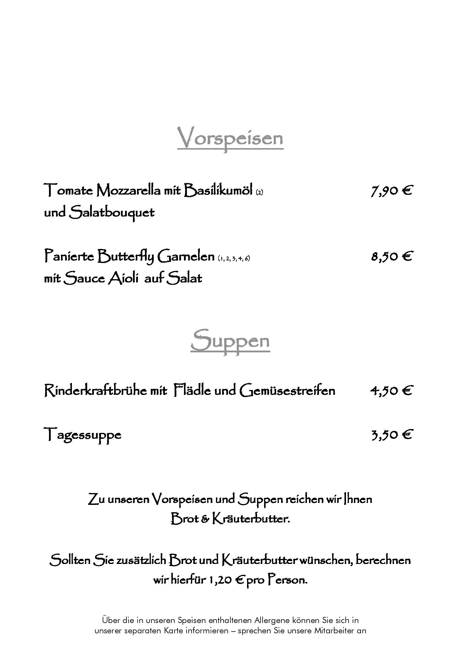Speisekarte
