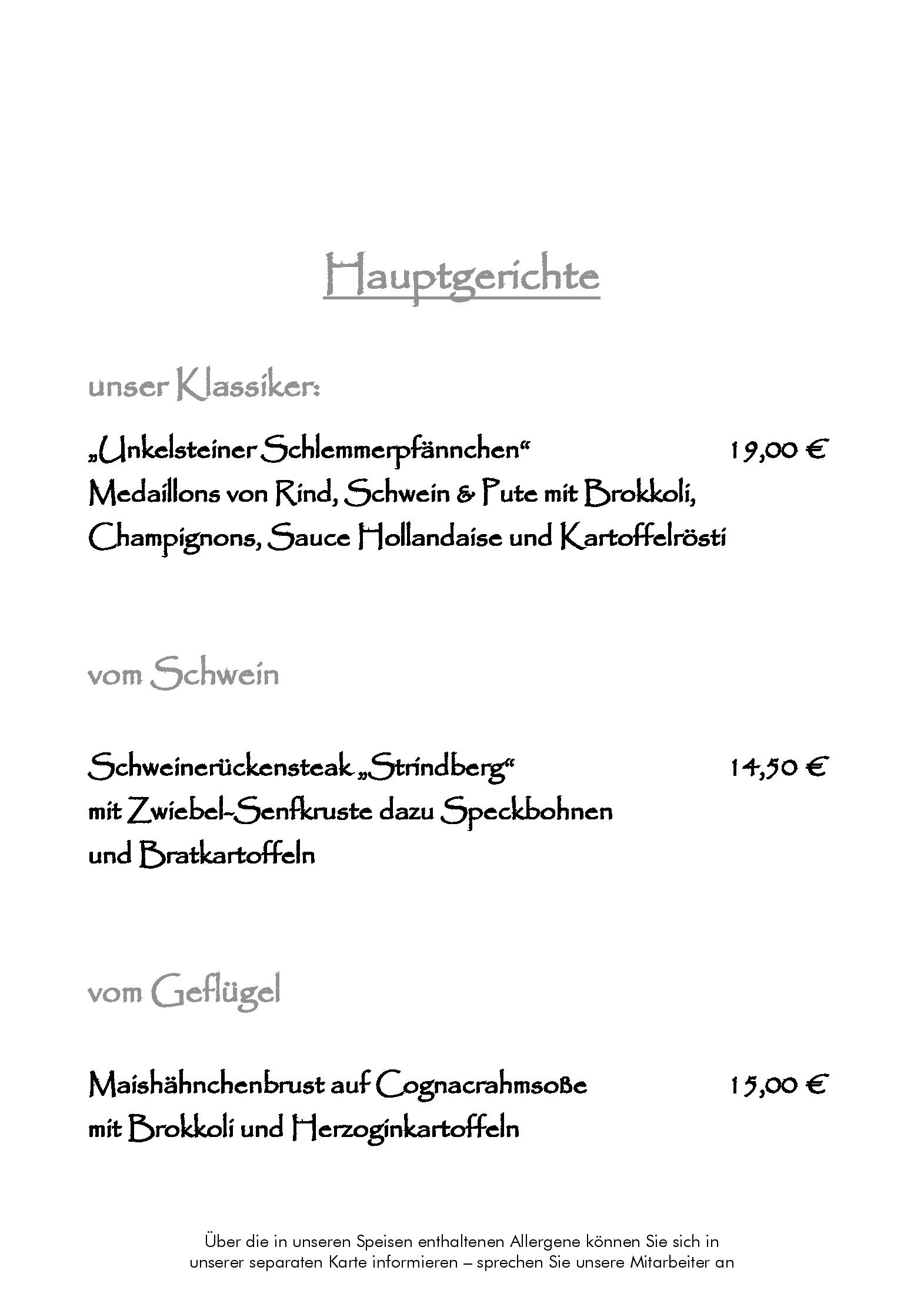 Speisekarte