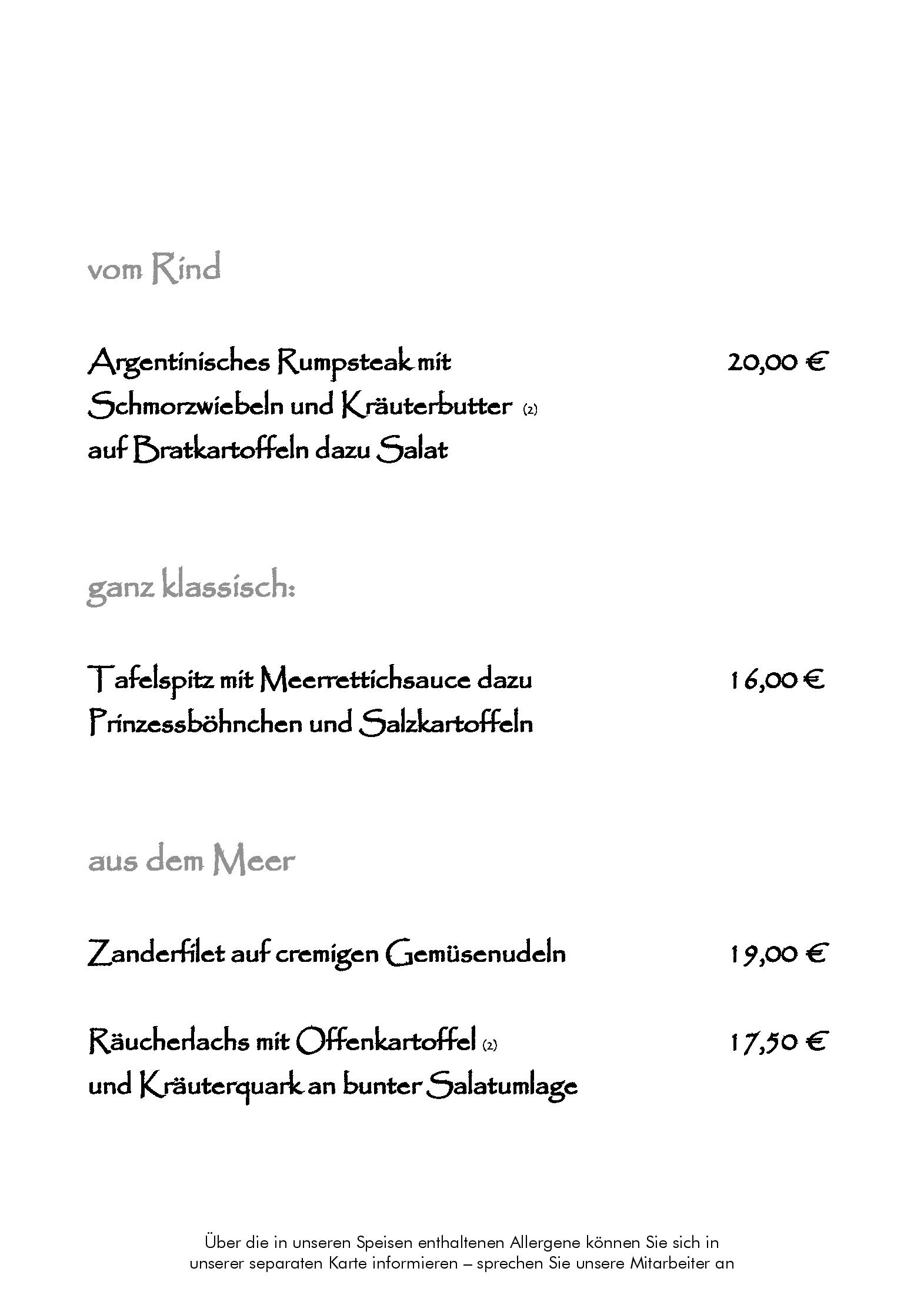 Speisekarte