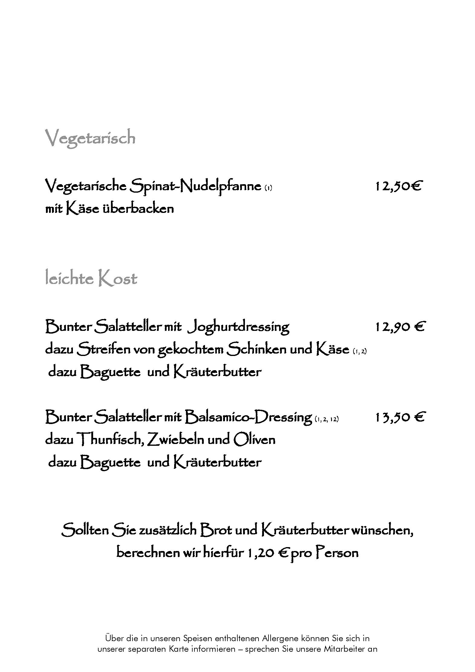 Speisekarte