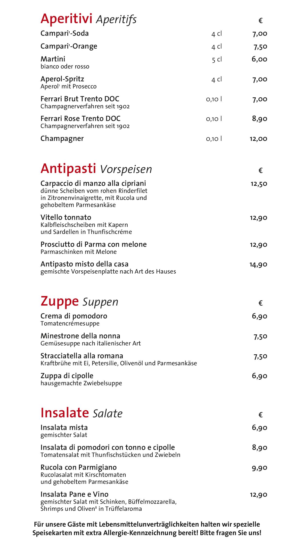 Speisekarte