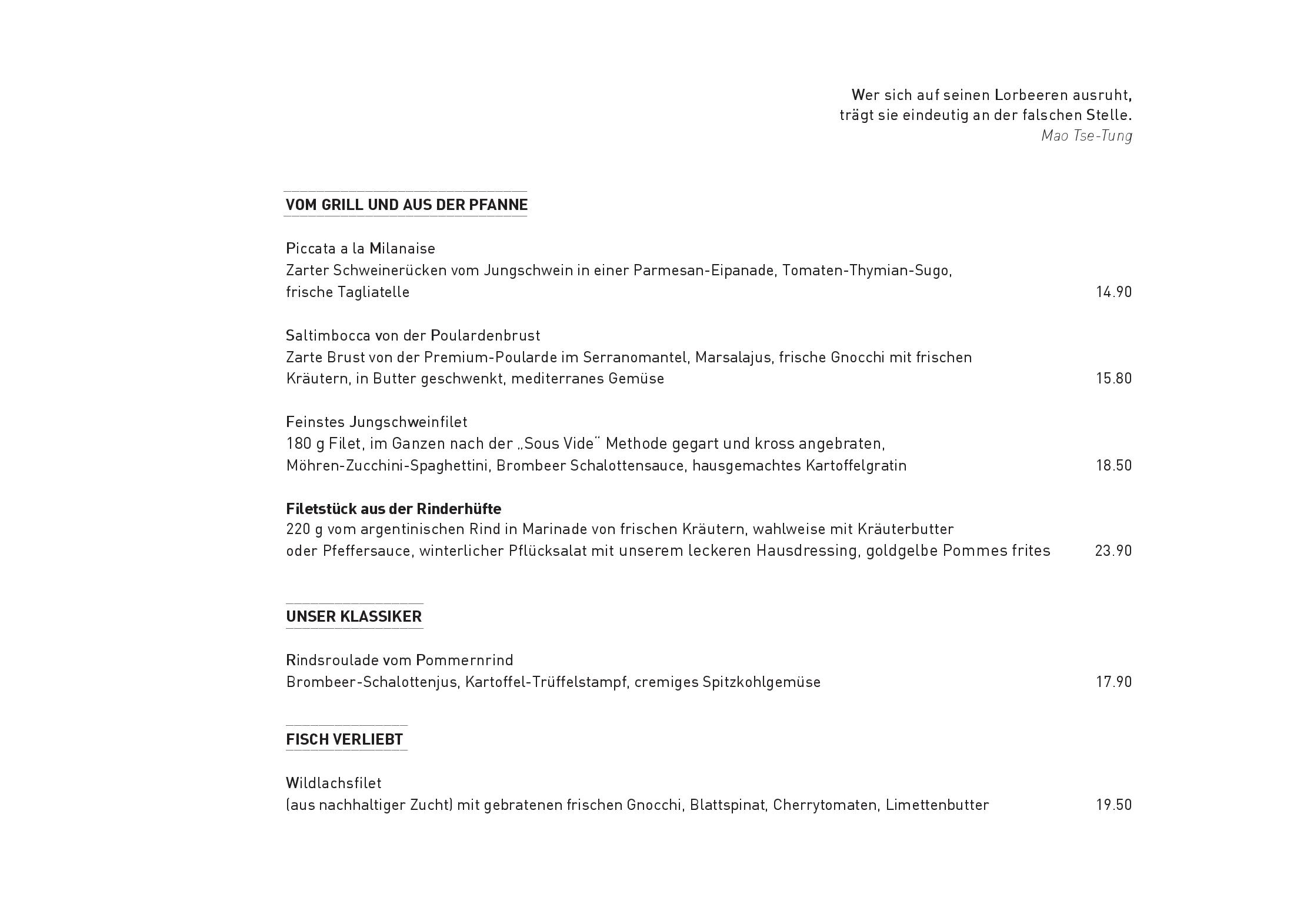 Speisekarte