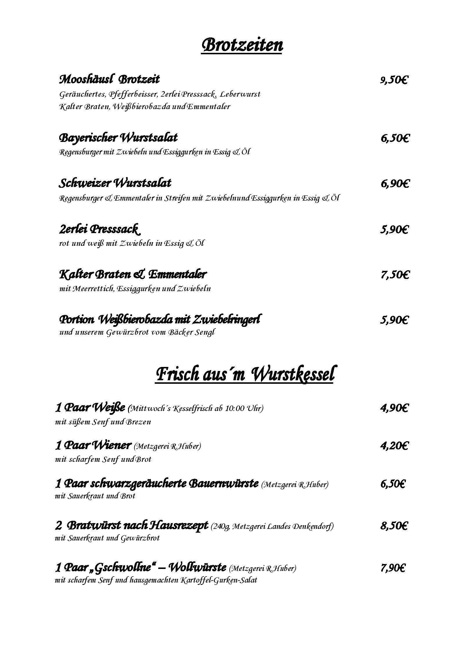 Speisekarte