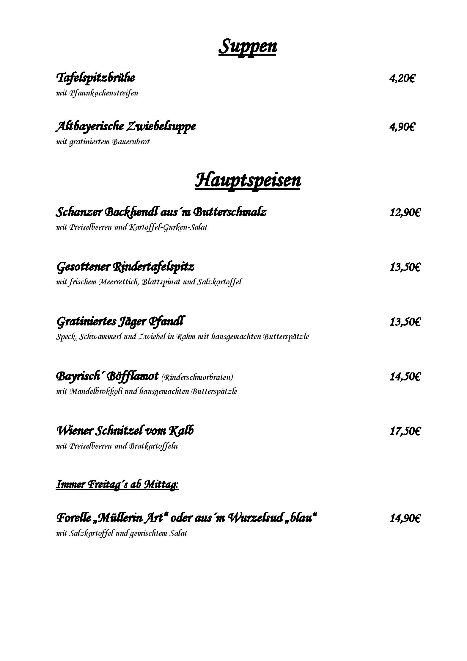Speisekarte
