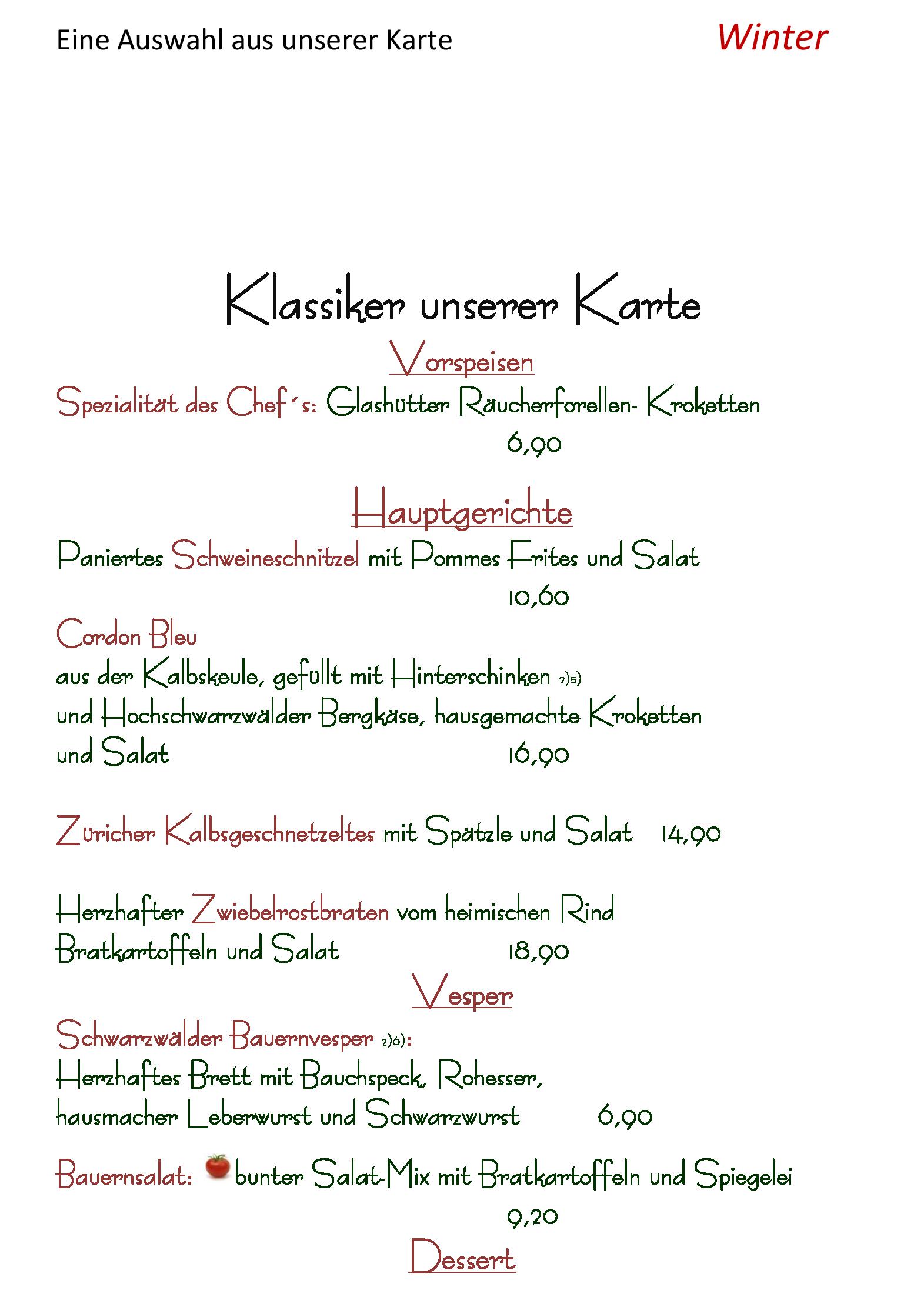Speisekarte