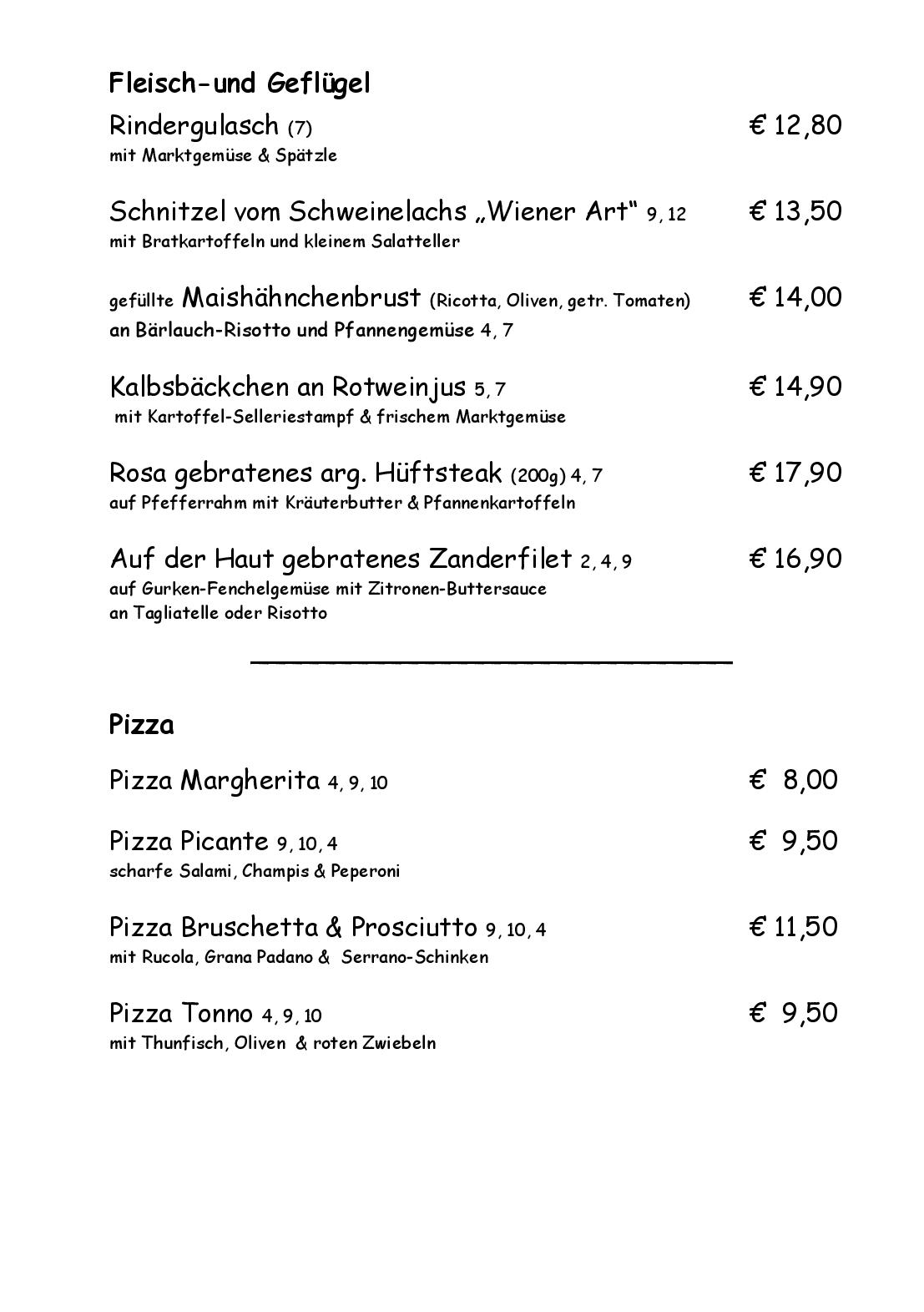 Speisekarte