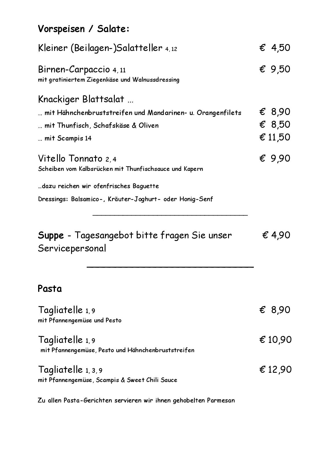 Speisekarte