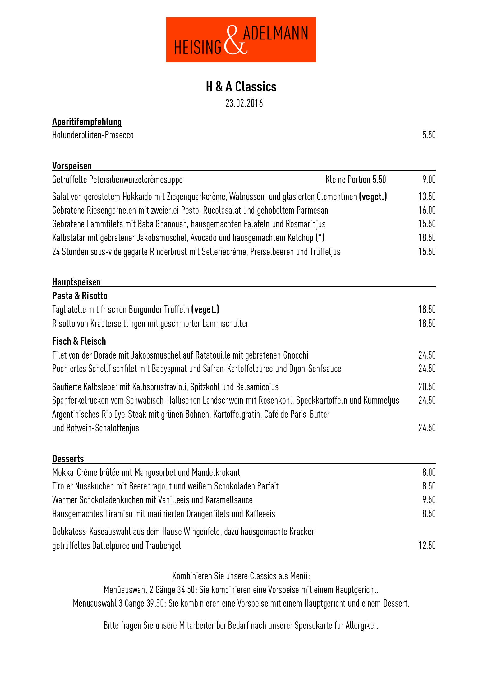 Speisekarte
