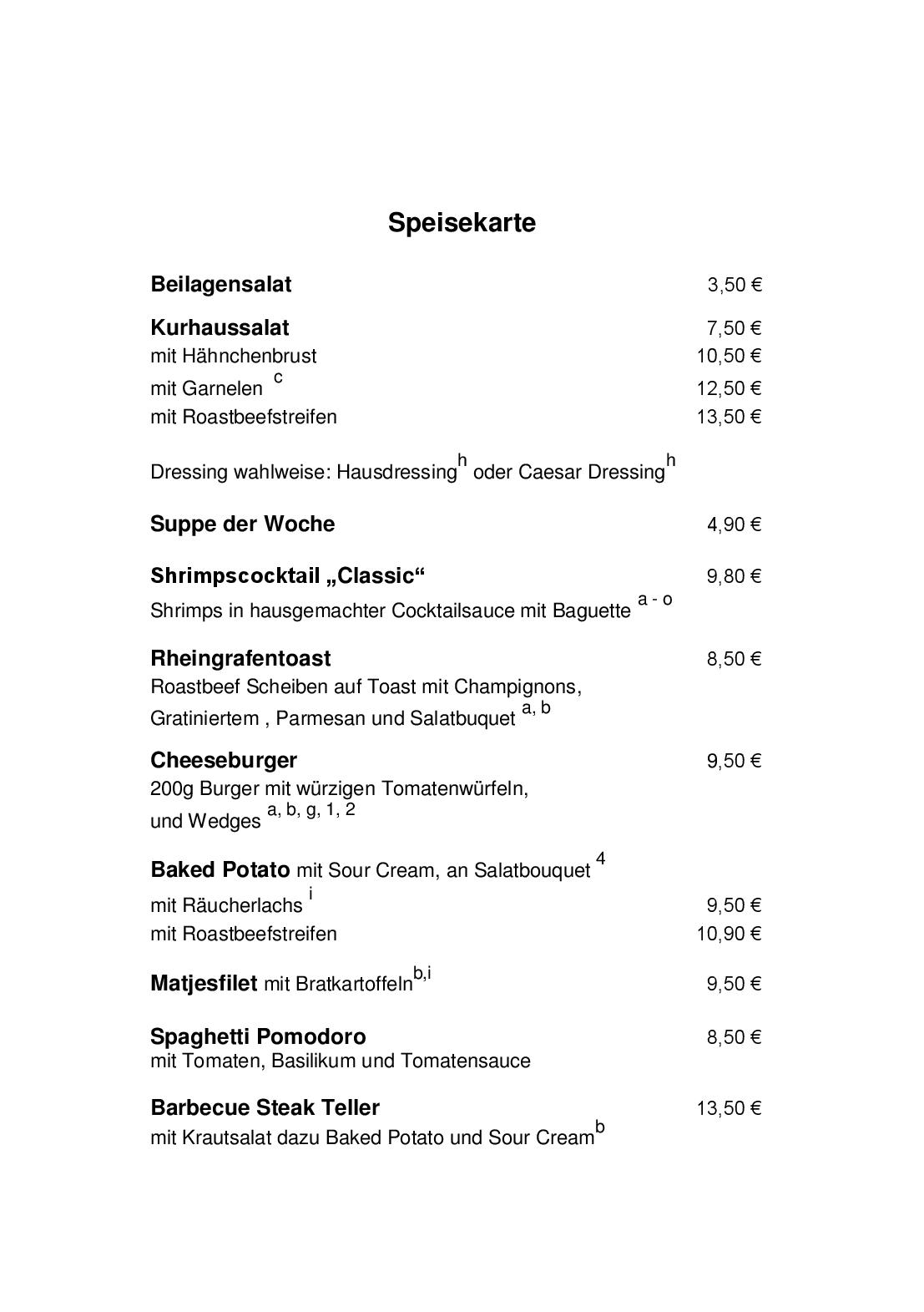 Speisekarte