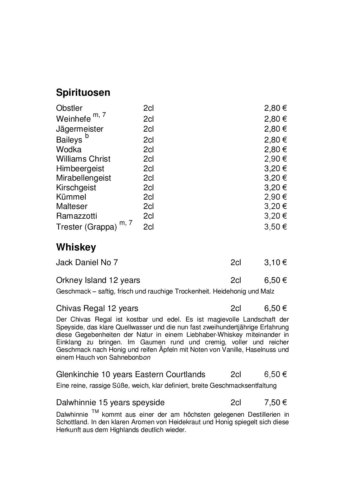 Speisekarte