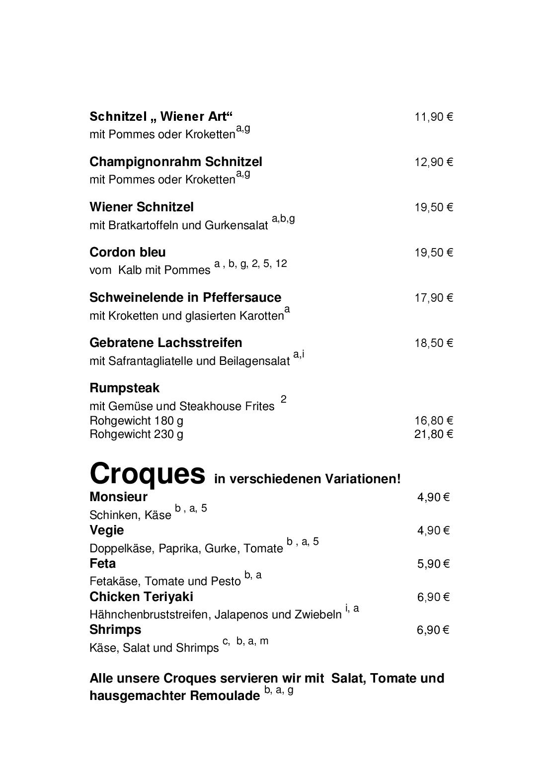 Speisekarte