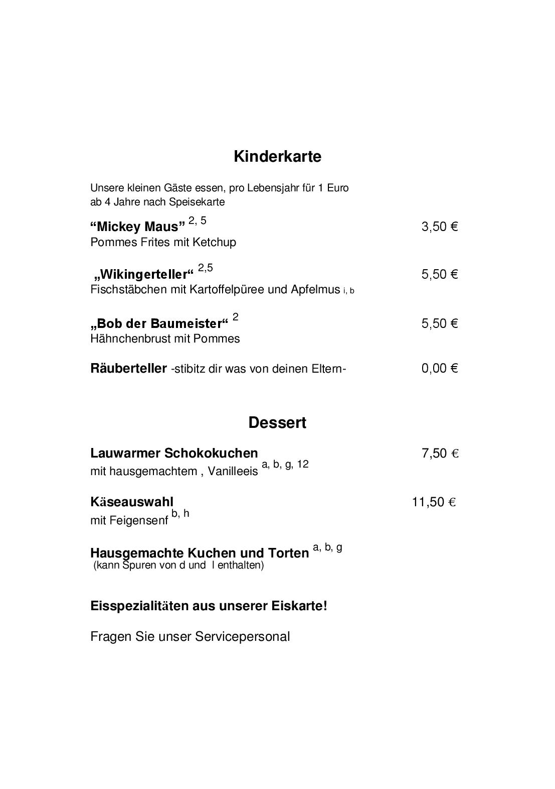 Speisekarte