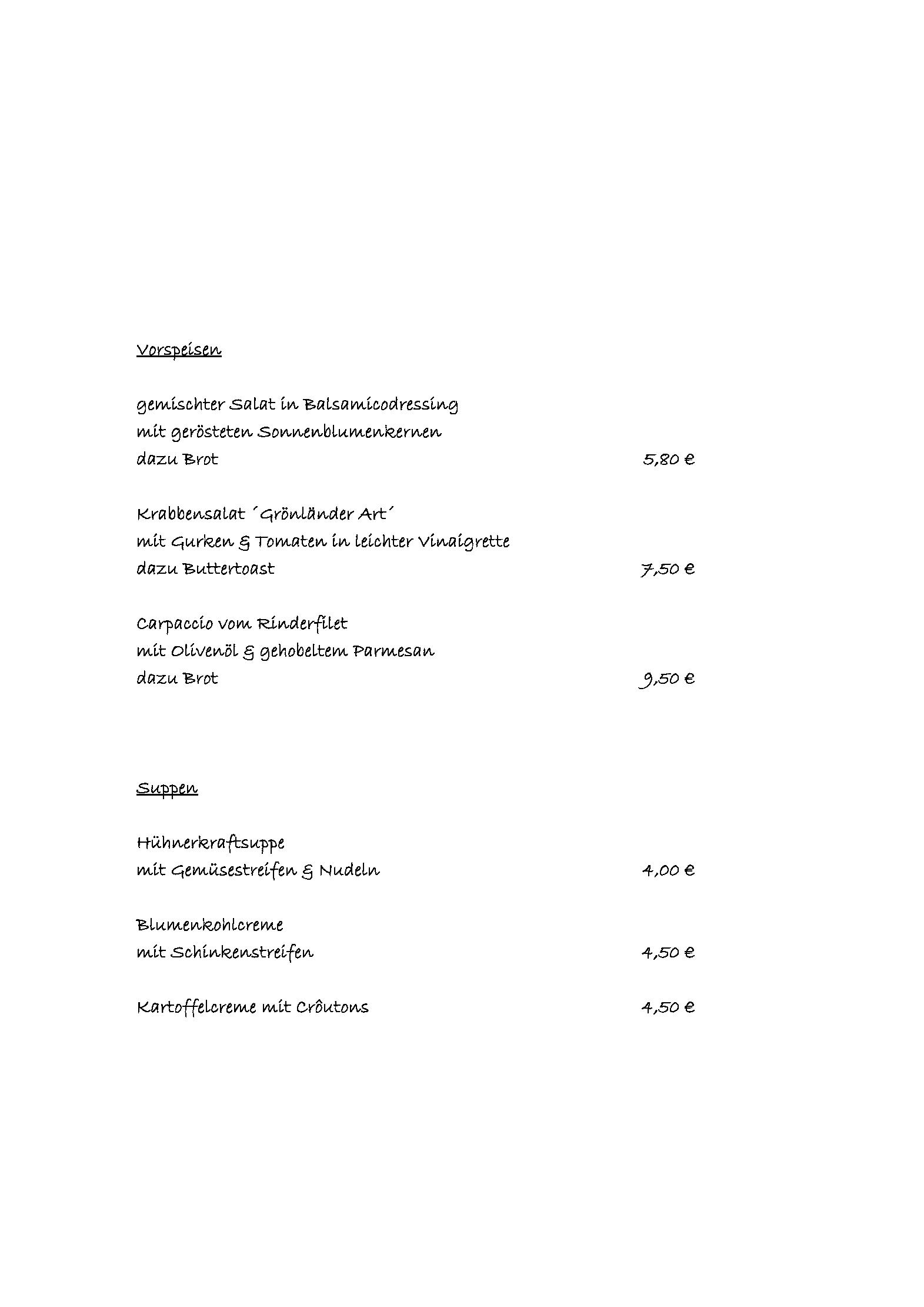 Speisekarte